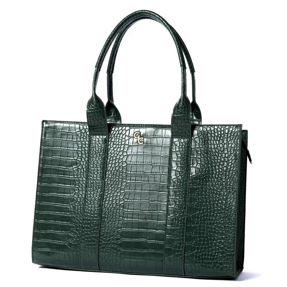 Galway Crystal Fashion XL Tote Green Croc Detail sold by Belleek