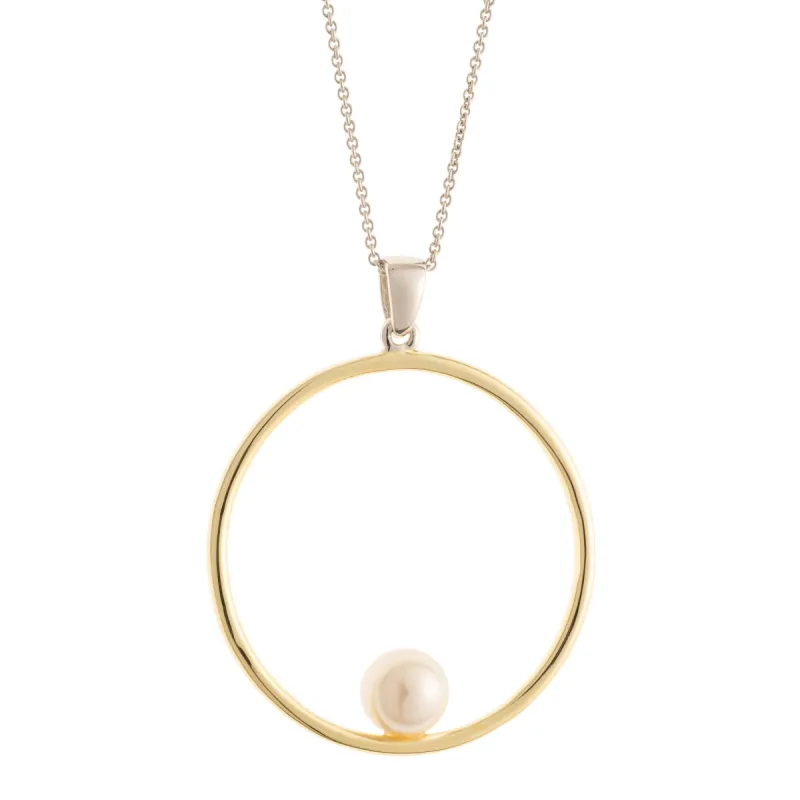 Galway Crystal Pearl Hoop Sterling Silver & Gold Pendant sold by Belleek