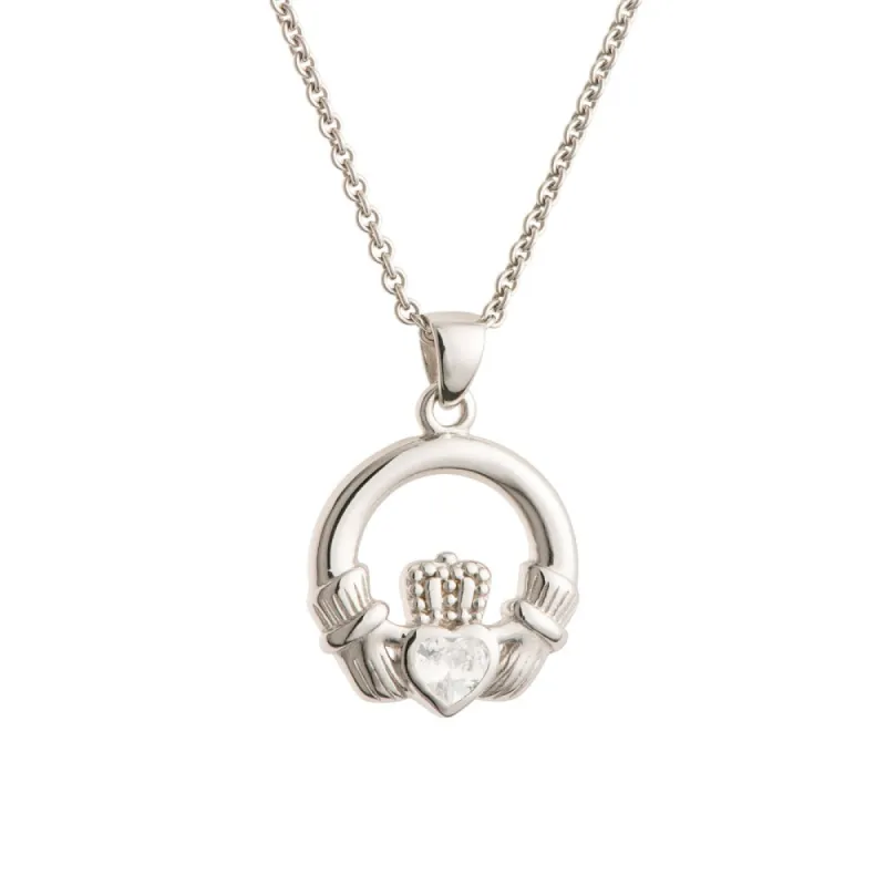 Galway Crystal Claddagh Crystal Sterling Silver Pendant sold by Belleek