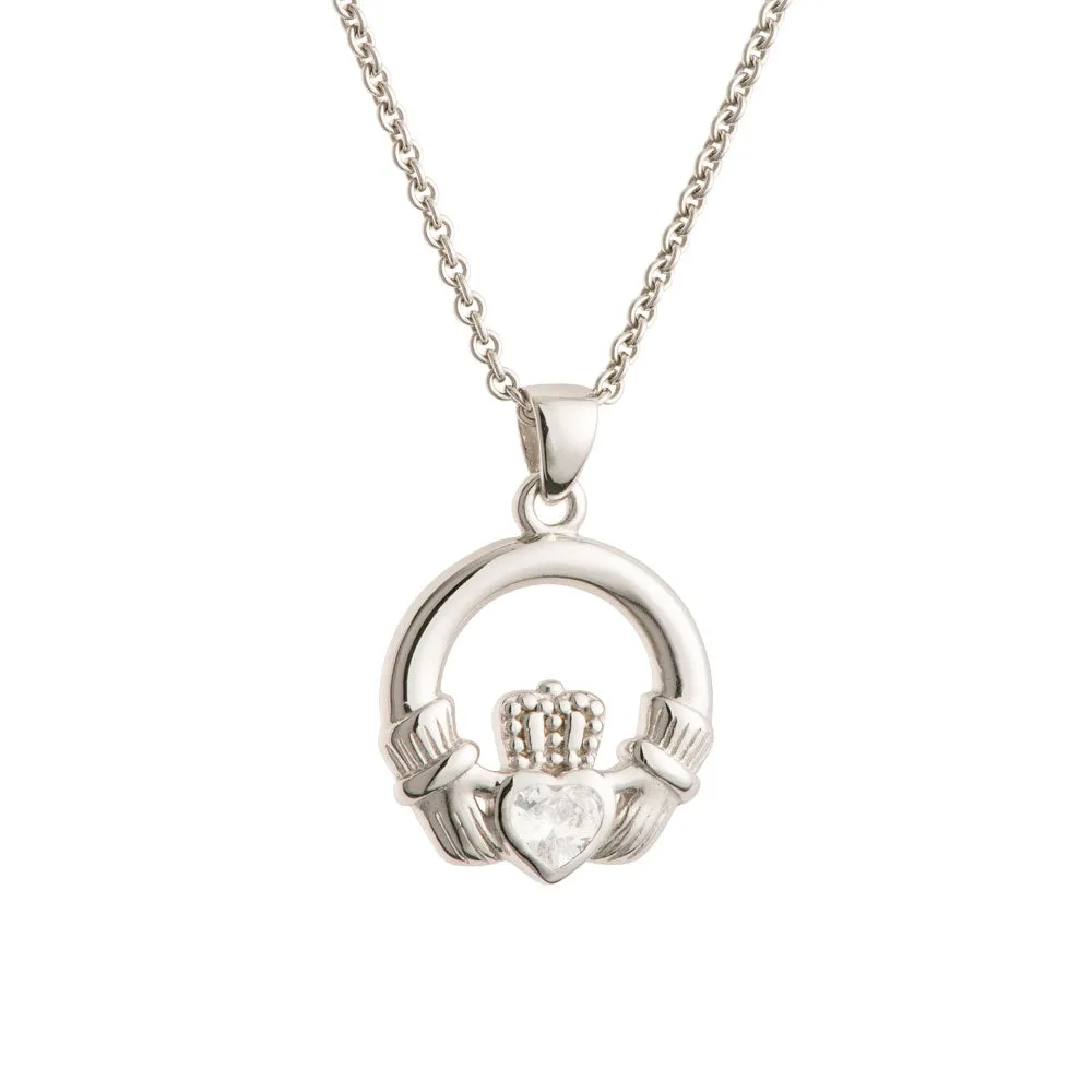 Galway Crystal Claddagh Crystal Sterling Silver Pendant sold by Belleek