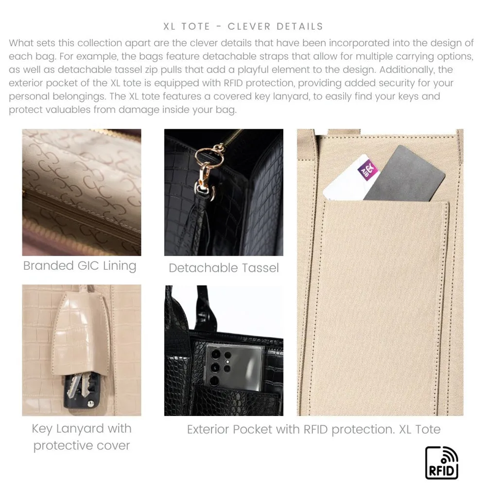 Galway Crystal Fashion XL Tote Black Croc Detail sold by Belleek product image thumbnail 3