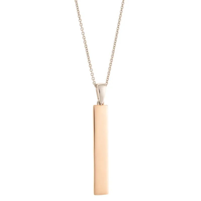 Galway Crystal Plain Bar Sterling Silver & Rose Gold Pendant sold by Belleek