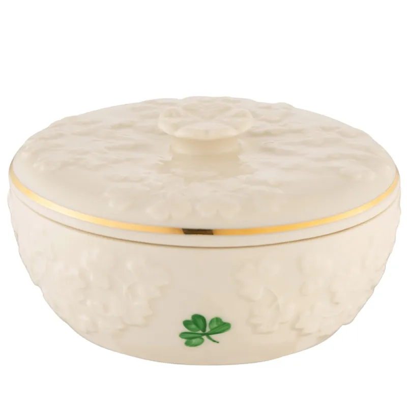 Belleek Classic Field of Shamrocks Trinket Box sold by Belleek