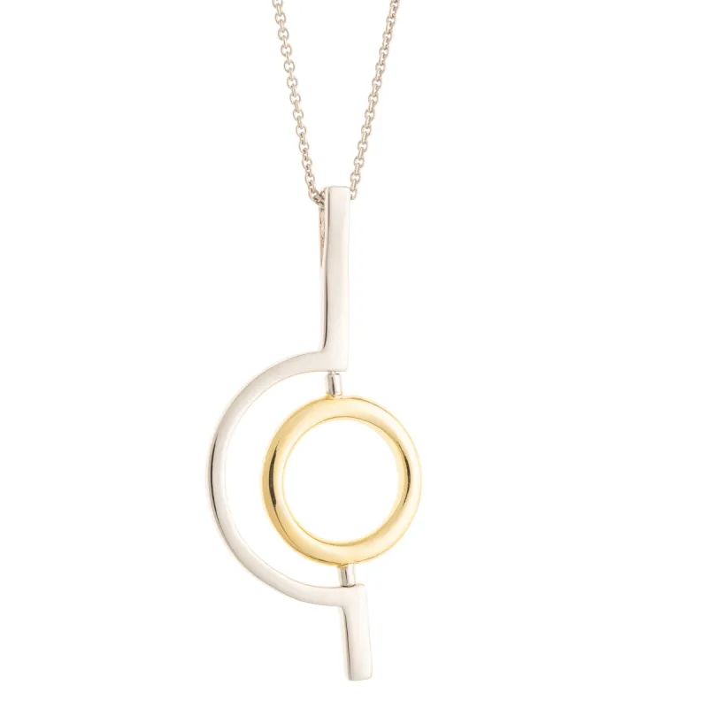 Galway Crystal Orbit Sterling Silver & Gold Pendant sold by Belleek