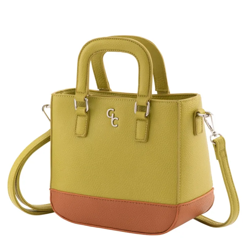 Galway Crystal Fashion Two Tone Shoulder Bag - Lime/Tan sold by Belleek