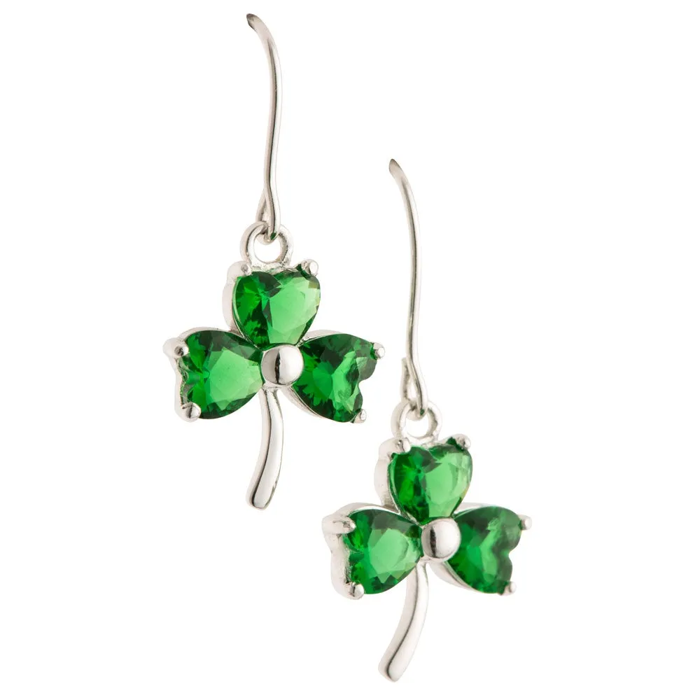 Galway Crystal Shamrock Green Crystal Pendant Earrings sold by Belleek