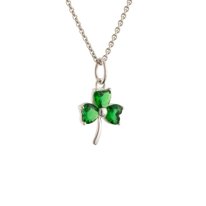 Galway Crystal Shamrock Green Crystal Sterling Silver Pendant sold by Belleek