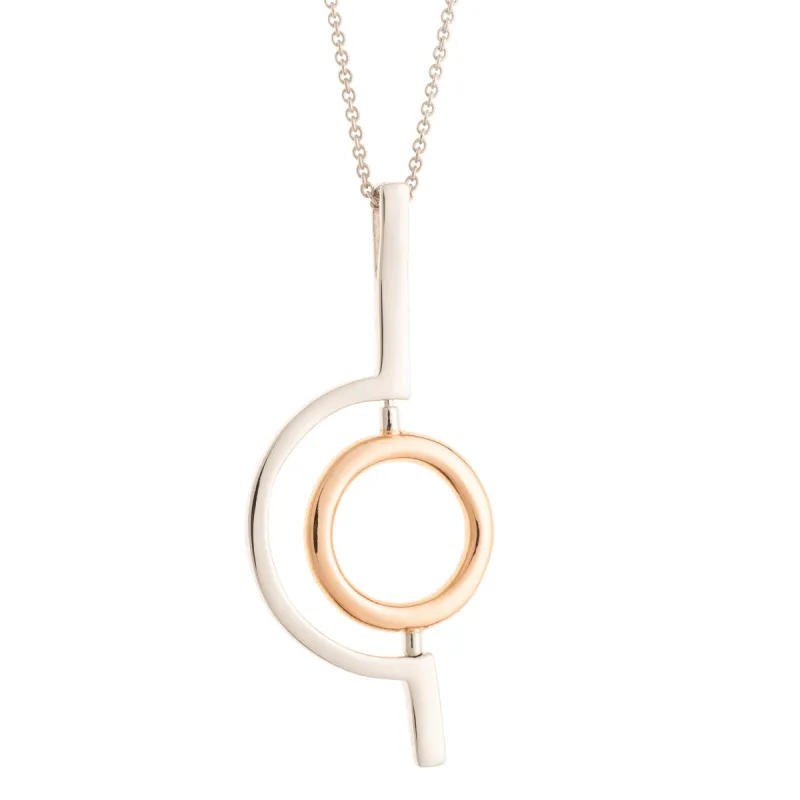 Galway Crystal Orbit Sterling Silver & Orbit Rose Gold Pendant sold by Belleek