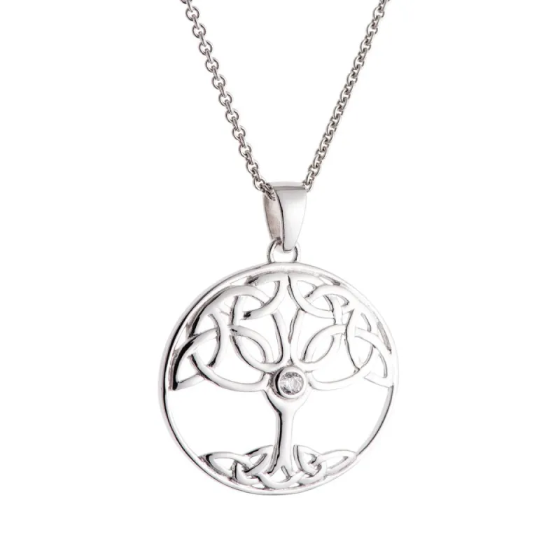 Galway Crystal Tree of Life Crystal Sterling Silver Pendant sold by Belleek