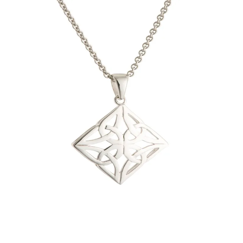 Galway Crystal Celtic Knot Sterling Silver Pendant sold by Belleek