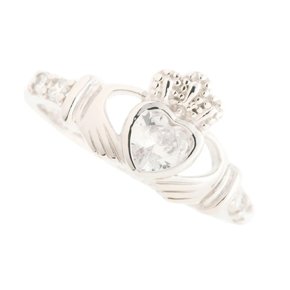 Galway Crystal Jewellery Claddagh Crystal Bezel Setting Sterling Silver Ring sold by Belleek product image thumbnail 2