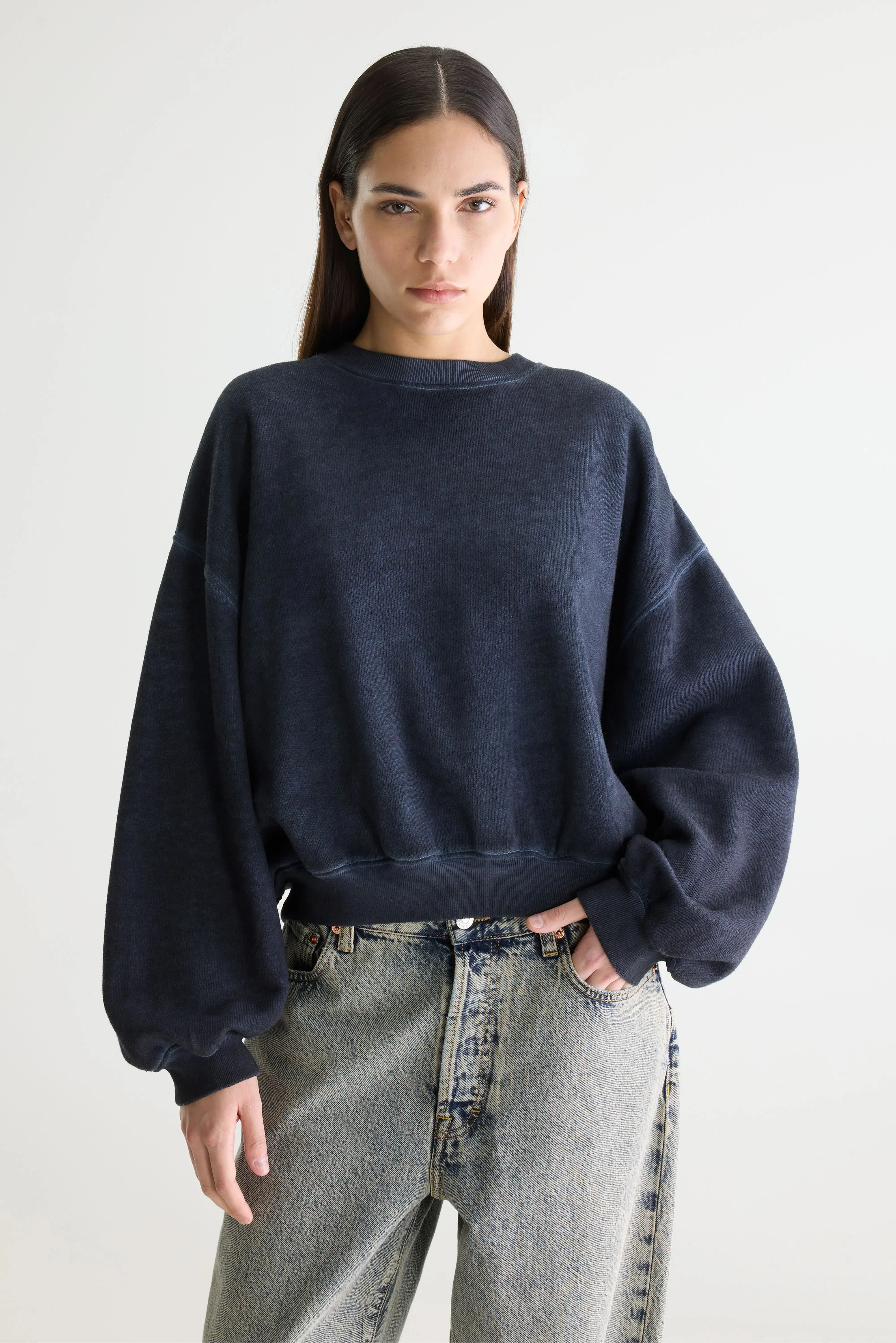 Fancy cropped crewneck sweatshirt (261 / W / NAVY) sold by Bellerose product image thumbnail 2