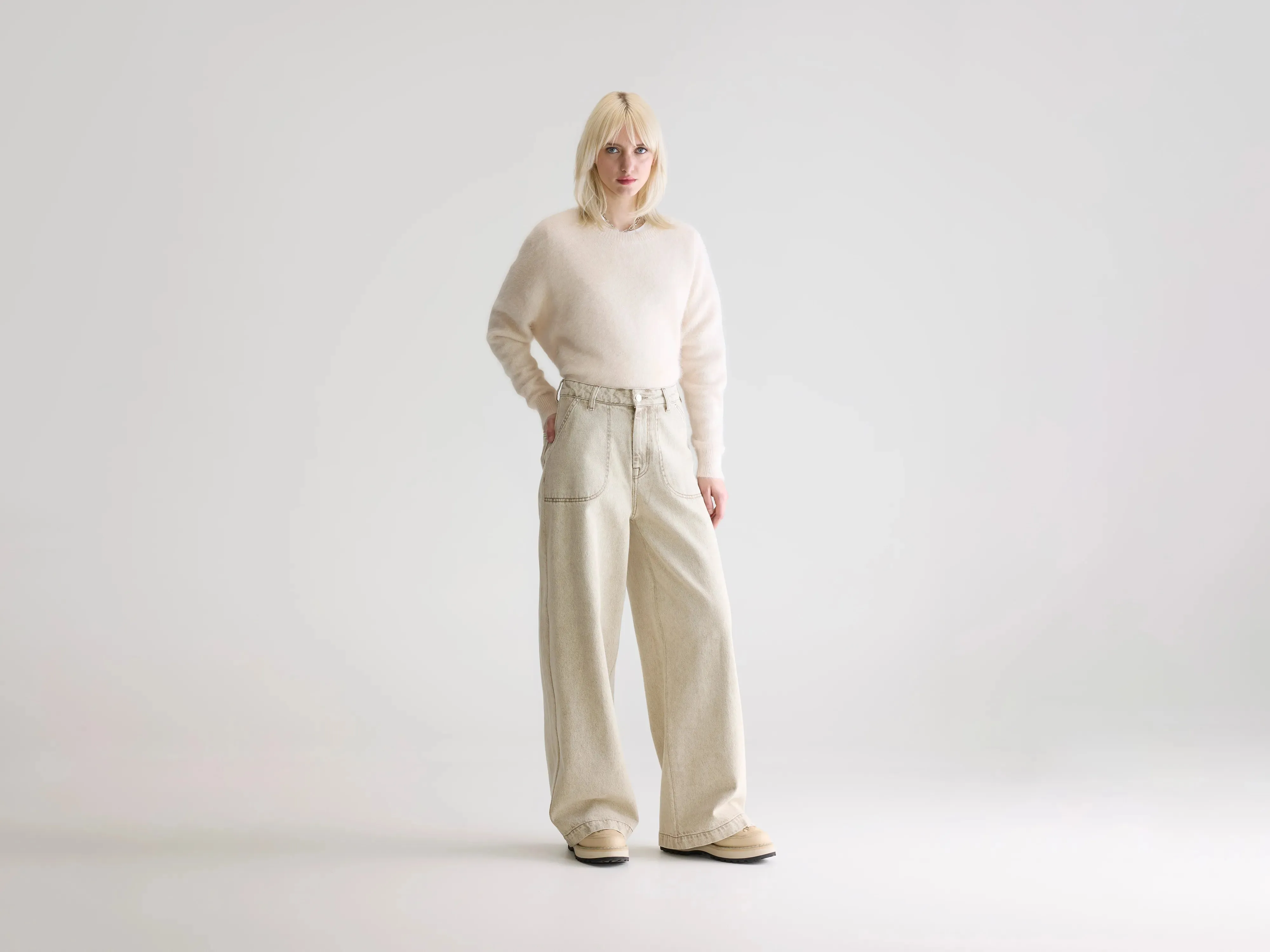 Denim N. 62 wide jeans (252 / W / BEIGE SNOW) sold by Bellerose