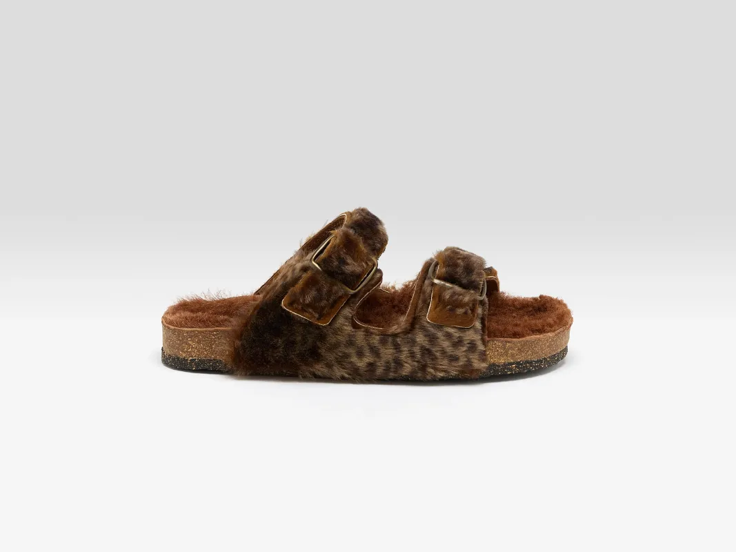 Leopard Sheepskin Sandals  (252 / W / BROWN) sold by Bellerose
