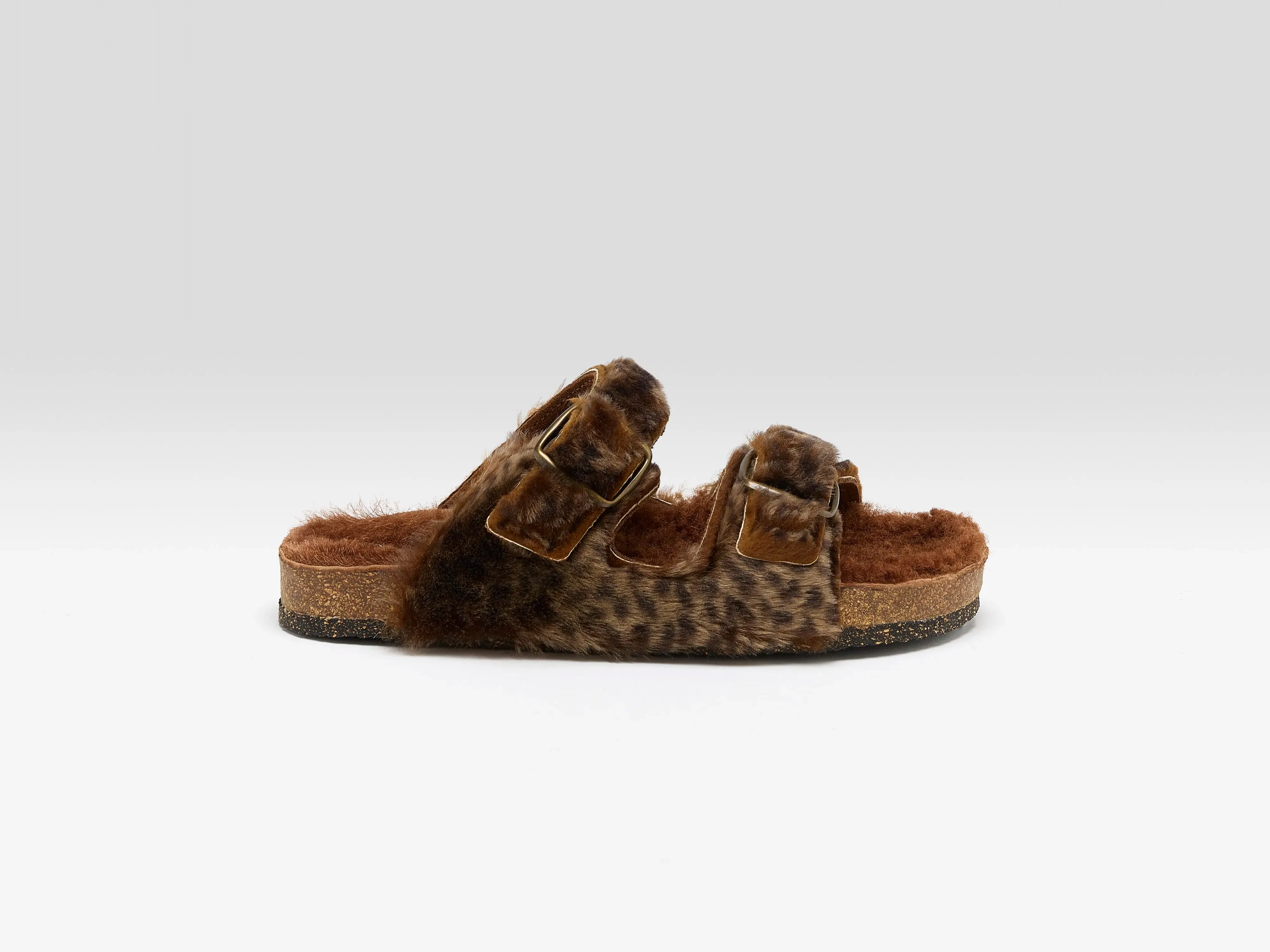 Leopard Sheepskin Sandals (252 / W / BROWN) sold by Bellerose
