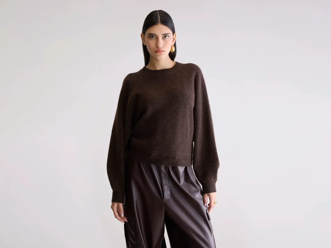 Ameka Crewneck Sweater (252 / W / DARK ROAST) sold by Bellerose