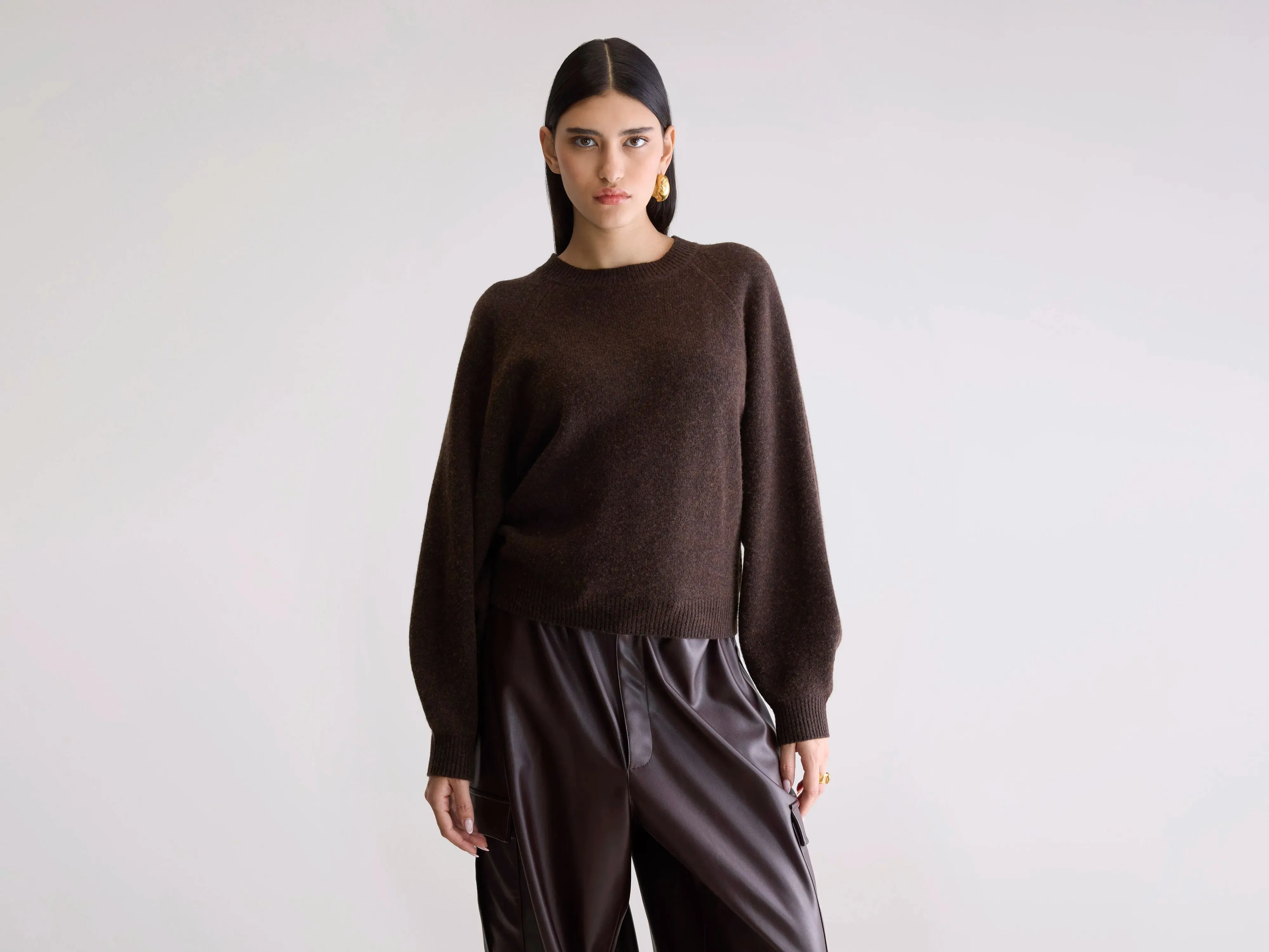 Ameka Crewneck Sweater (252 / W / DARK ROAST) sold by Bellerose