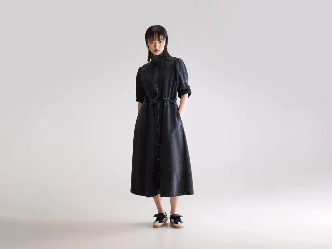 Pakita midi dress (252 / W / VINTAGE BLACK) sold by Bellerose