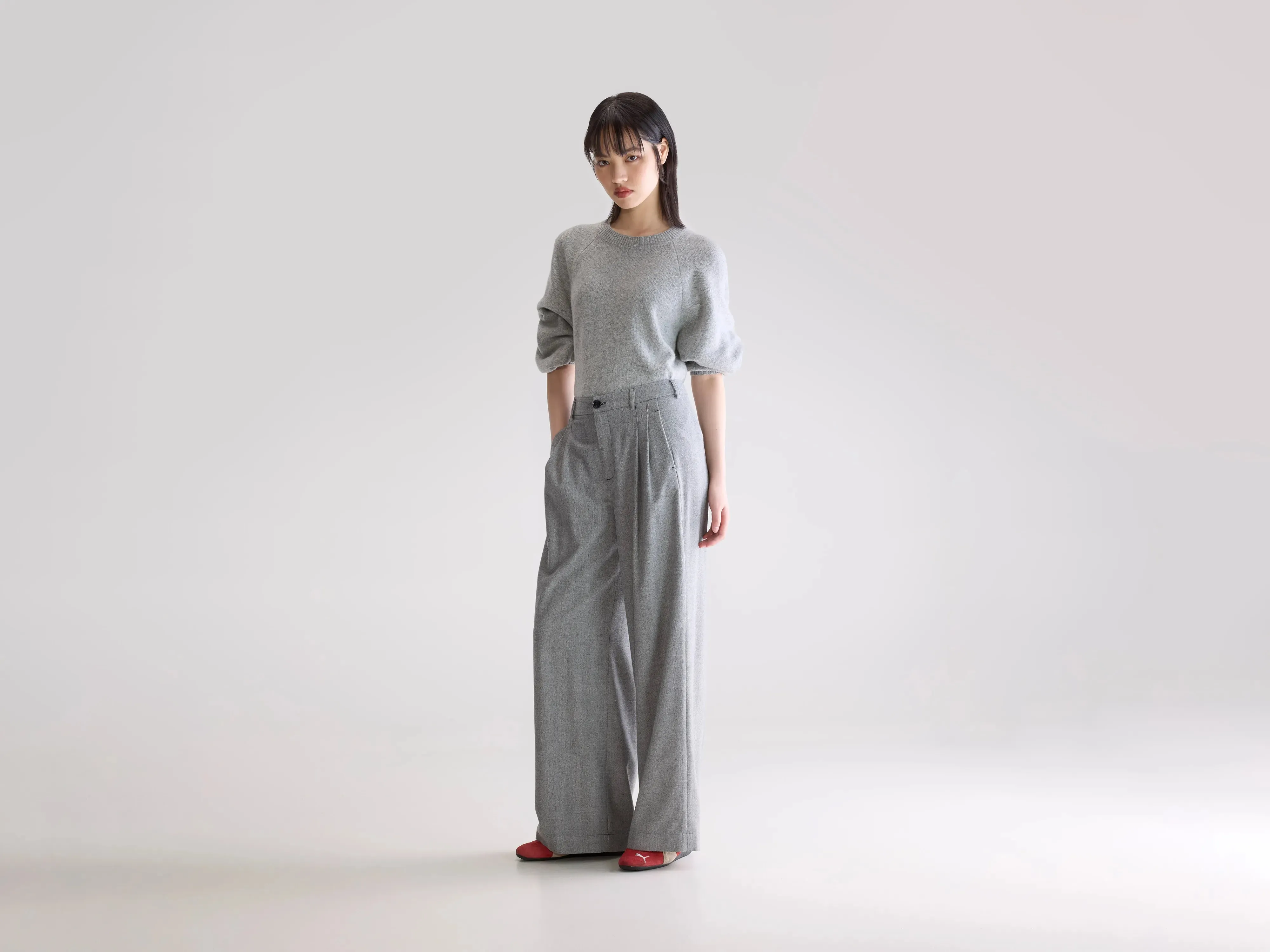 Volkert wide tailored trousers (252 / W / MID GREY) sold by Bellerose