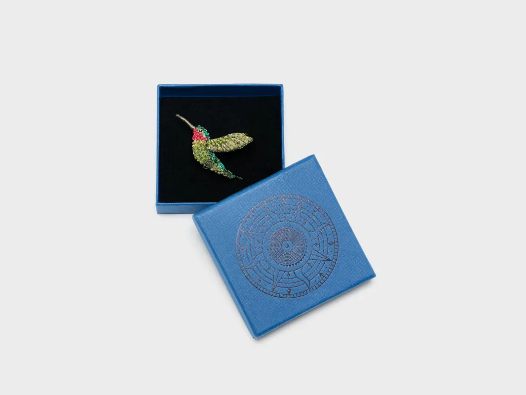 Ruby Throated Hummingbird Brooch Pin  (252 / W / GREEN) made by Bellerose