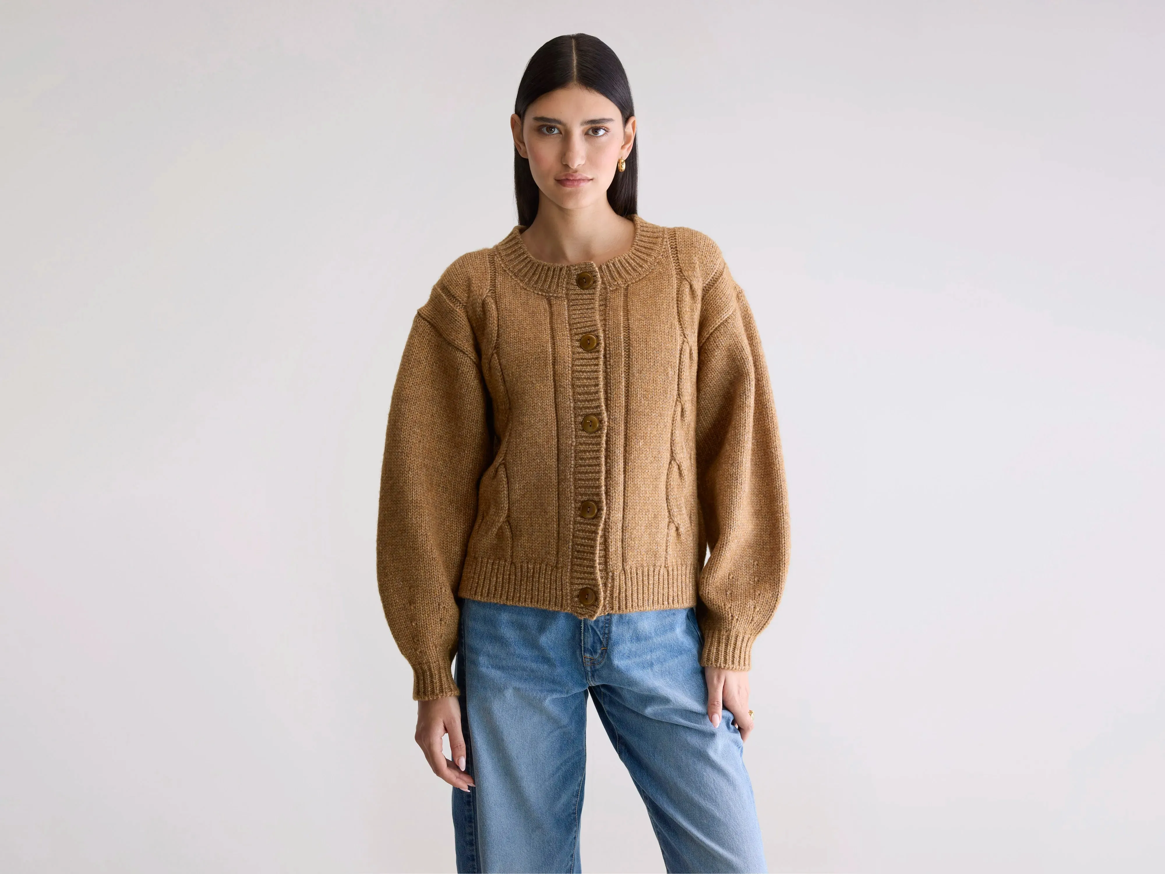 Dico chunky cardigan (252 / W / BISCUIT) sold by Bellerose