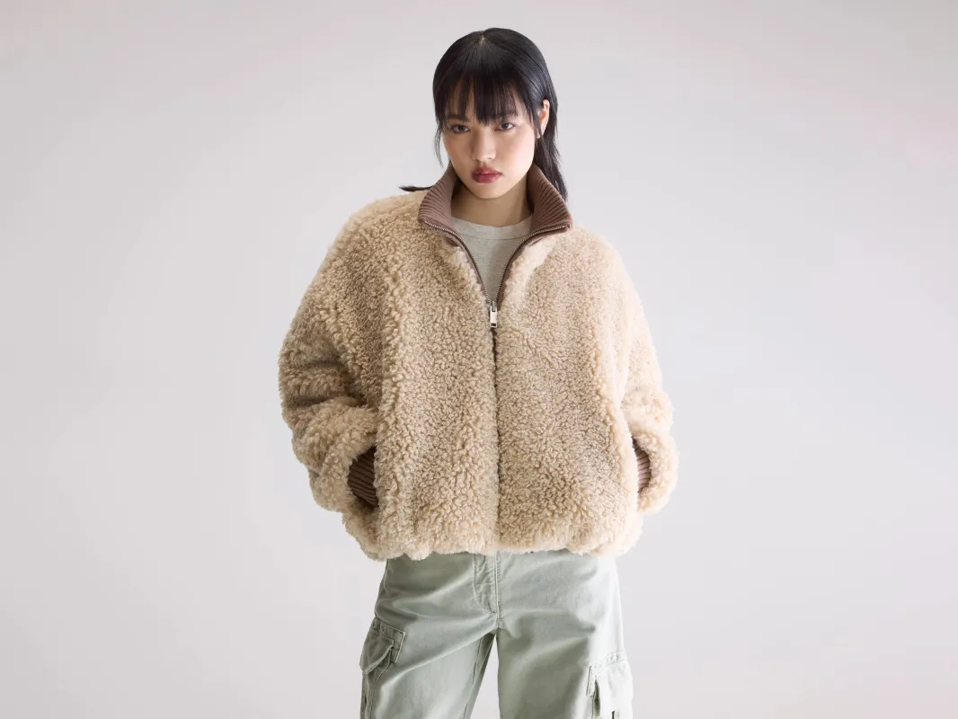 Jallis faux-fur jacket (252 / W / SWAN) sold by Bellerose