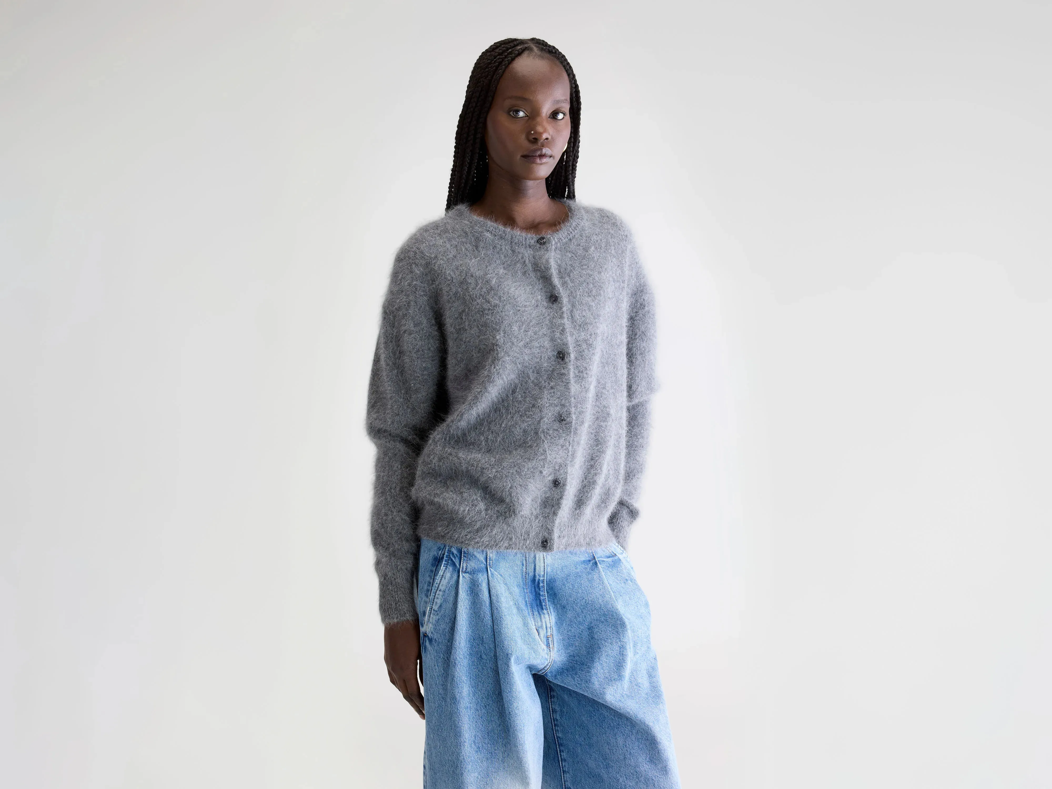 Dathan angora-blend cardigan (252 / W / MID GREY) sold by Bellerose