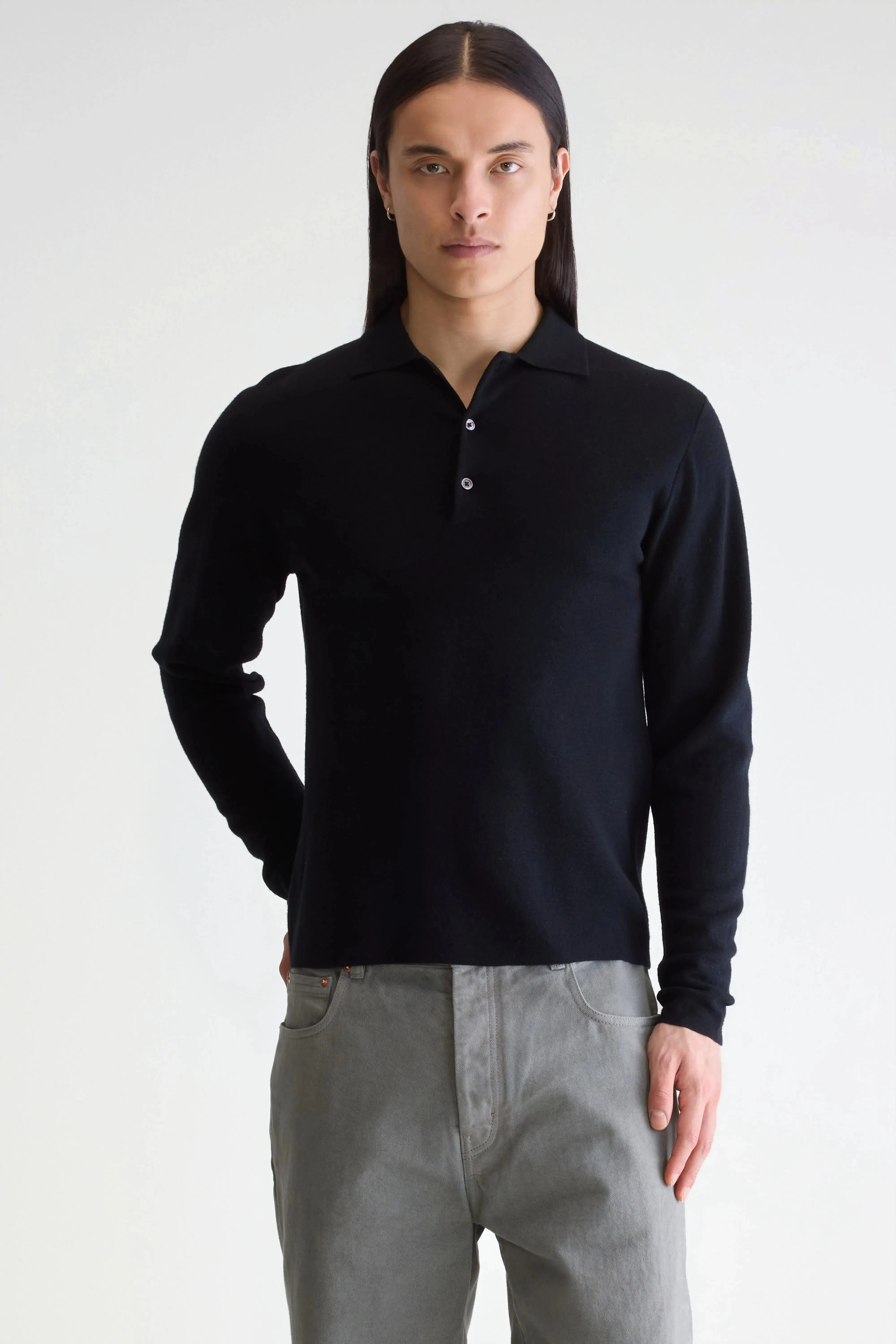 Dynay slim polo sweater (252 / M / BLACK) sold by Bellerose product image thumbnail 2