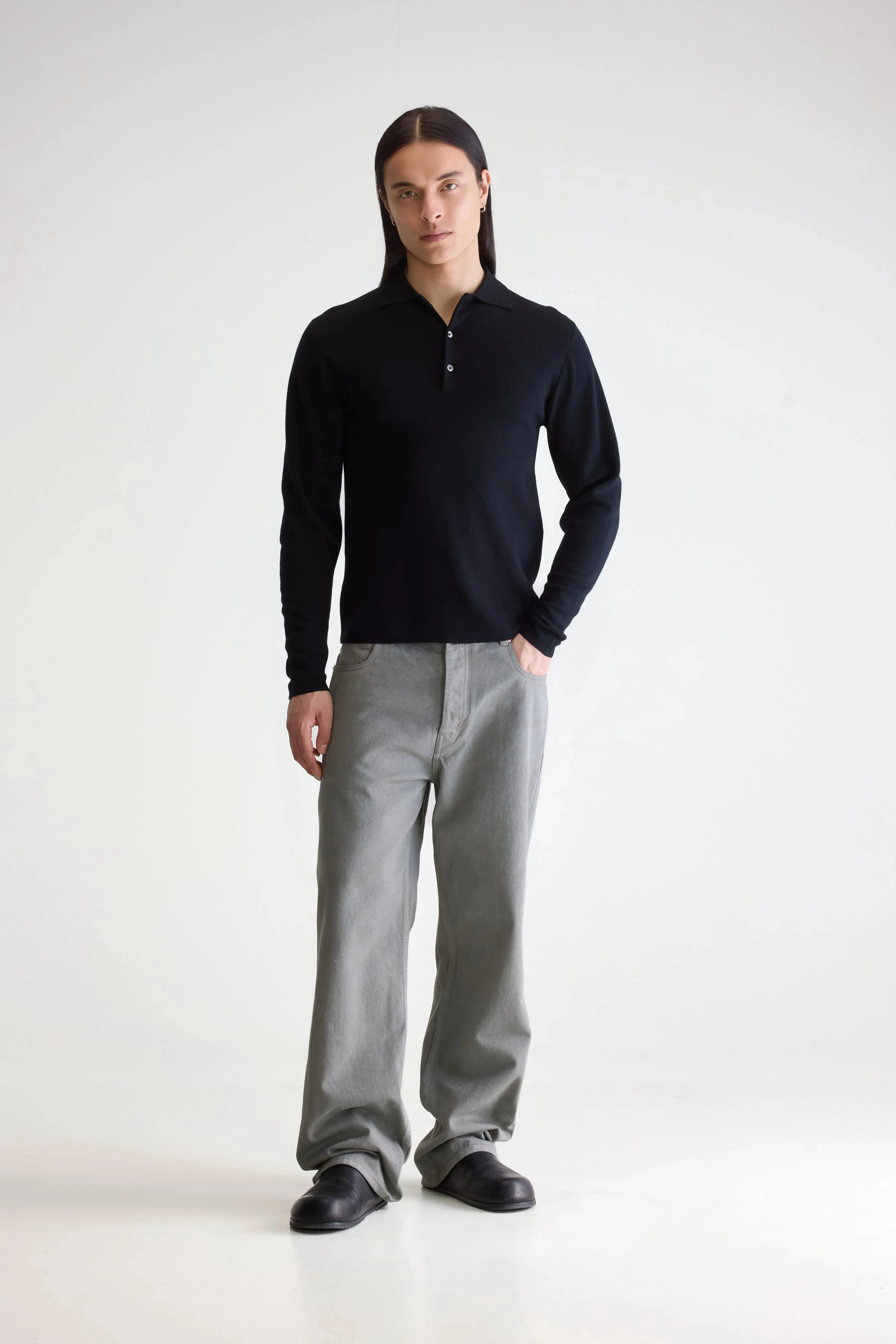 Dynay slim polo sweater (252 / M / BLACK) sold by Bellerose product image thumbnail 3