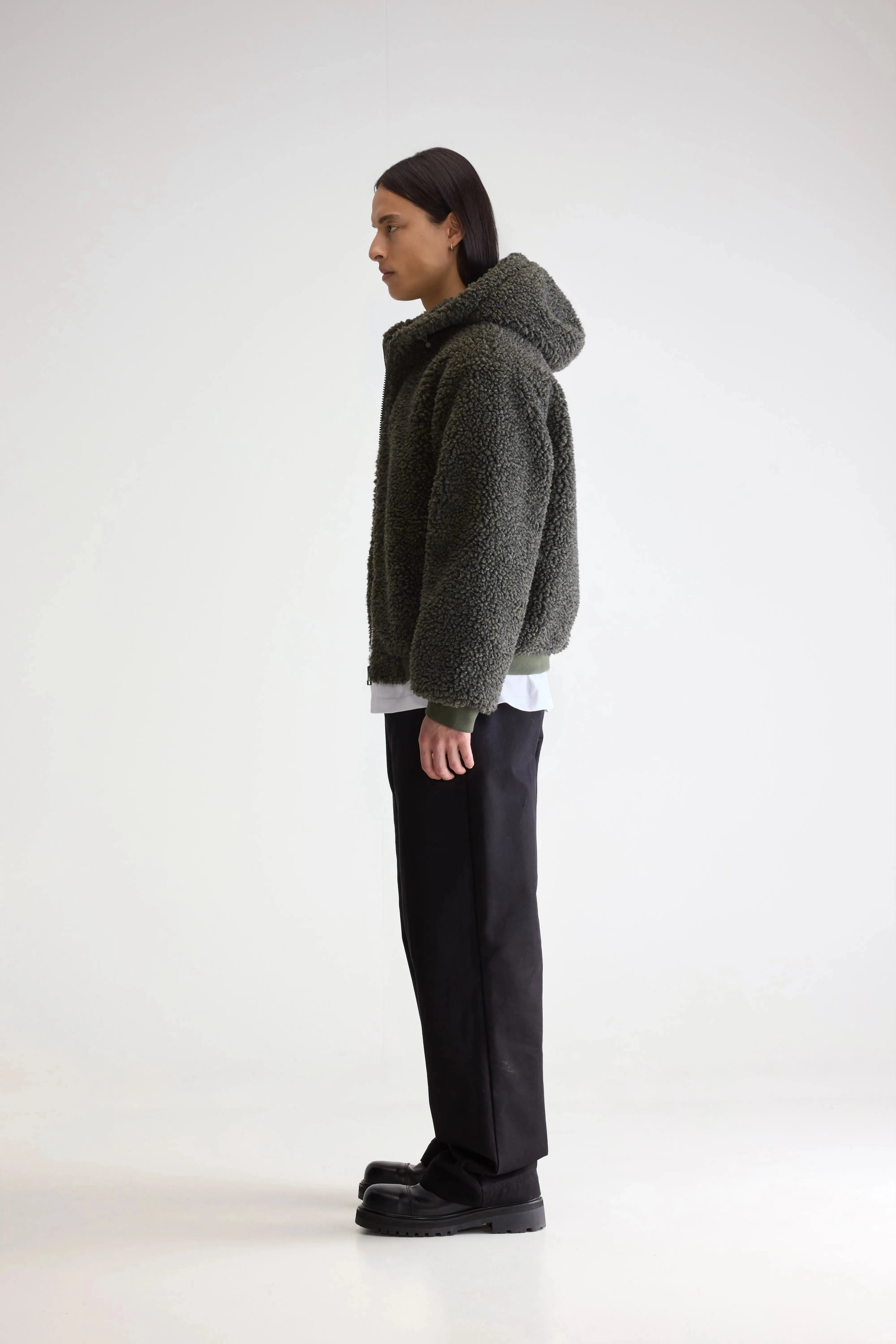 Jake zip-up teddy hoodie (252 / M / DARK OLIVE) sold by Bellerose product image thumbnail 5