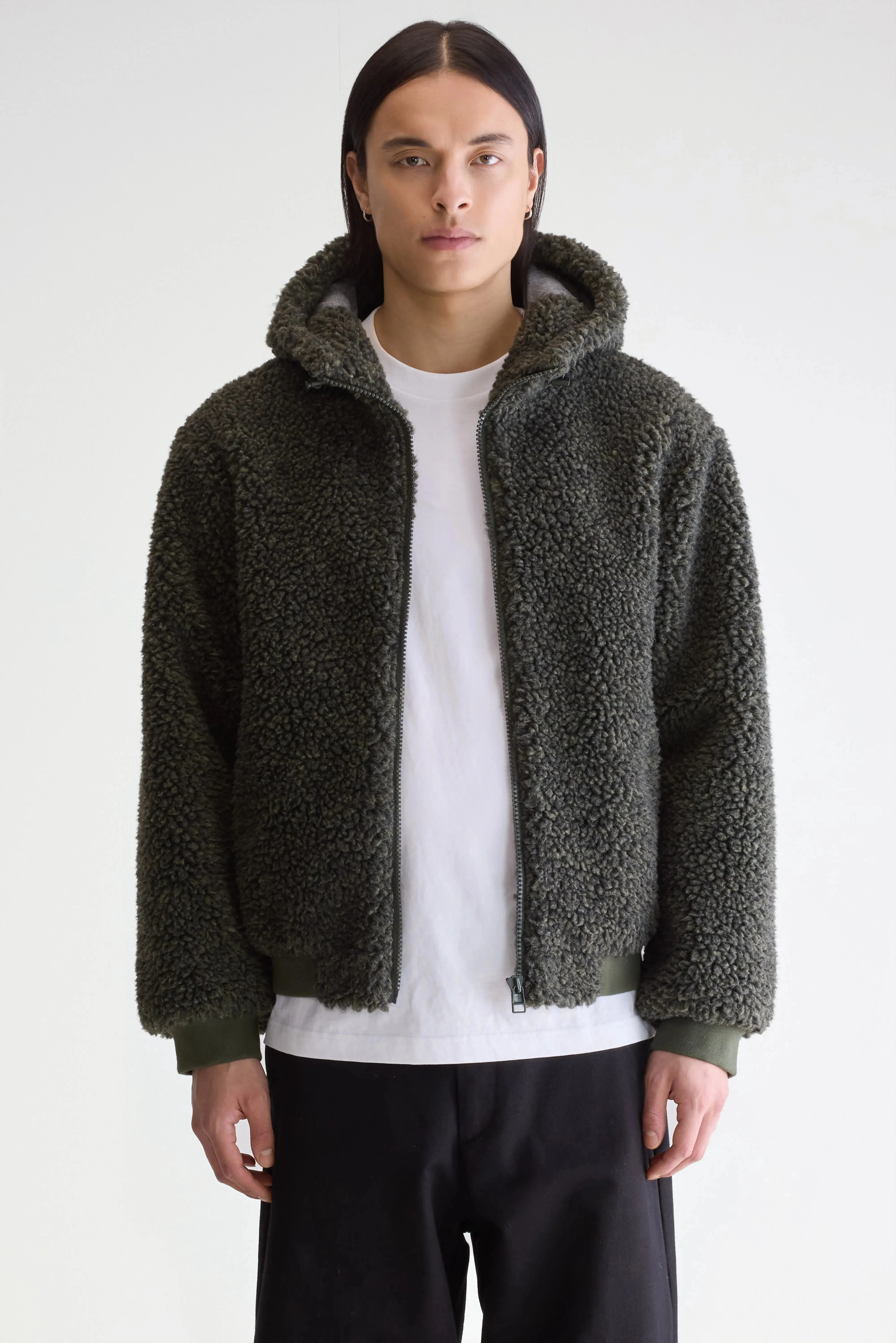 Jake zip-up teddy hoodie (252 / M / DARK OLIVE) sold by Bellerose product image thumbnail 3