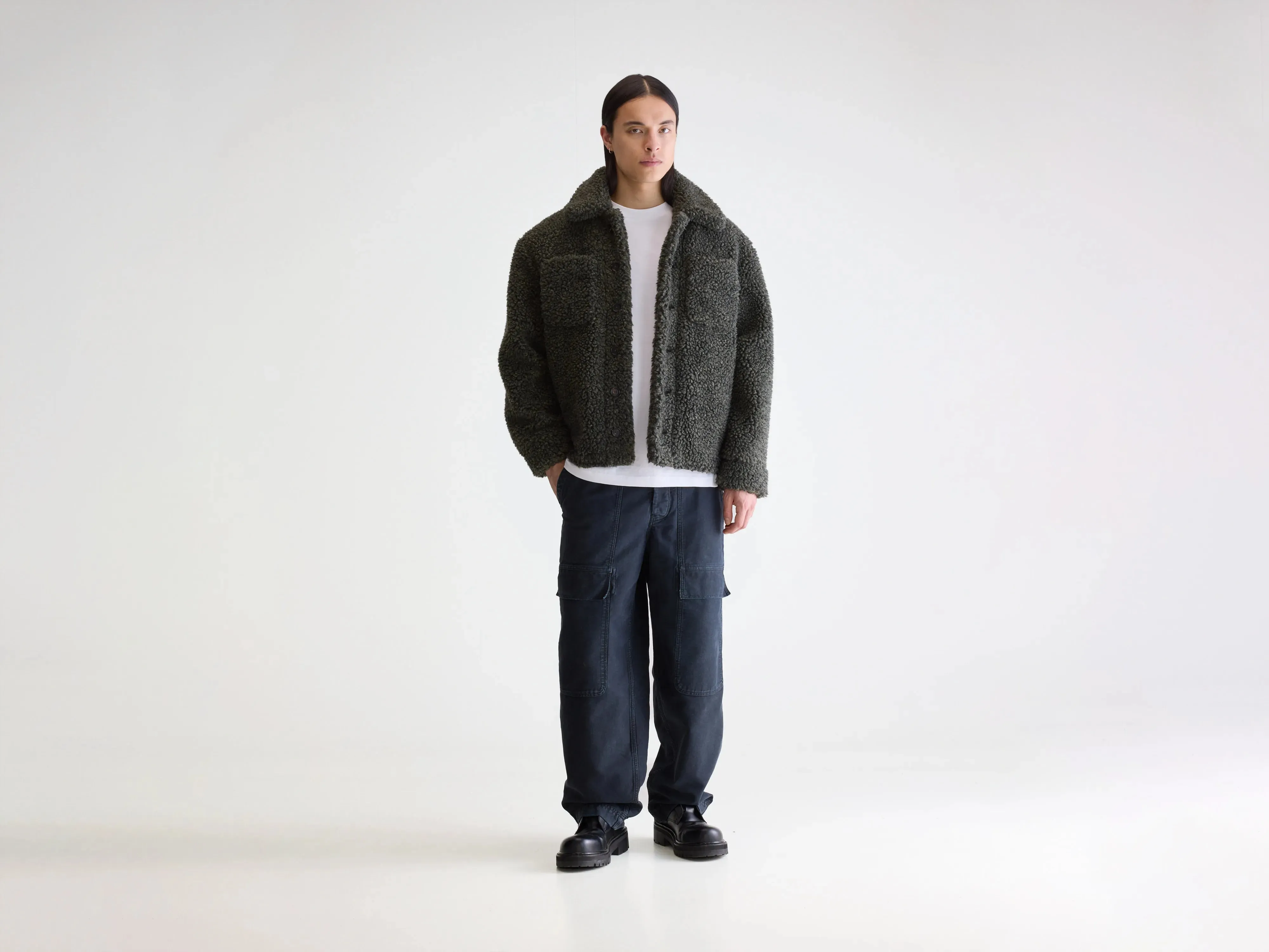 Jezzo teddy jacket (252 / M / DARK OLIVE) sold by Bellerose