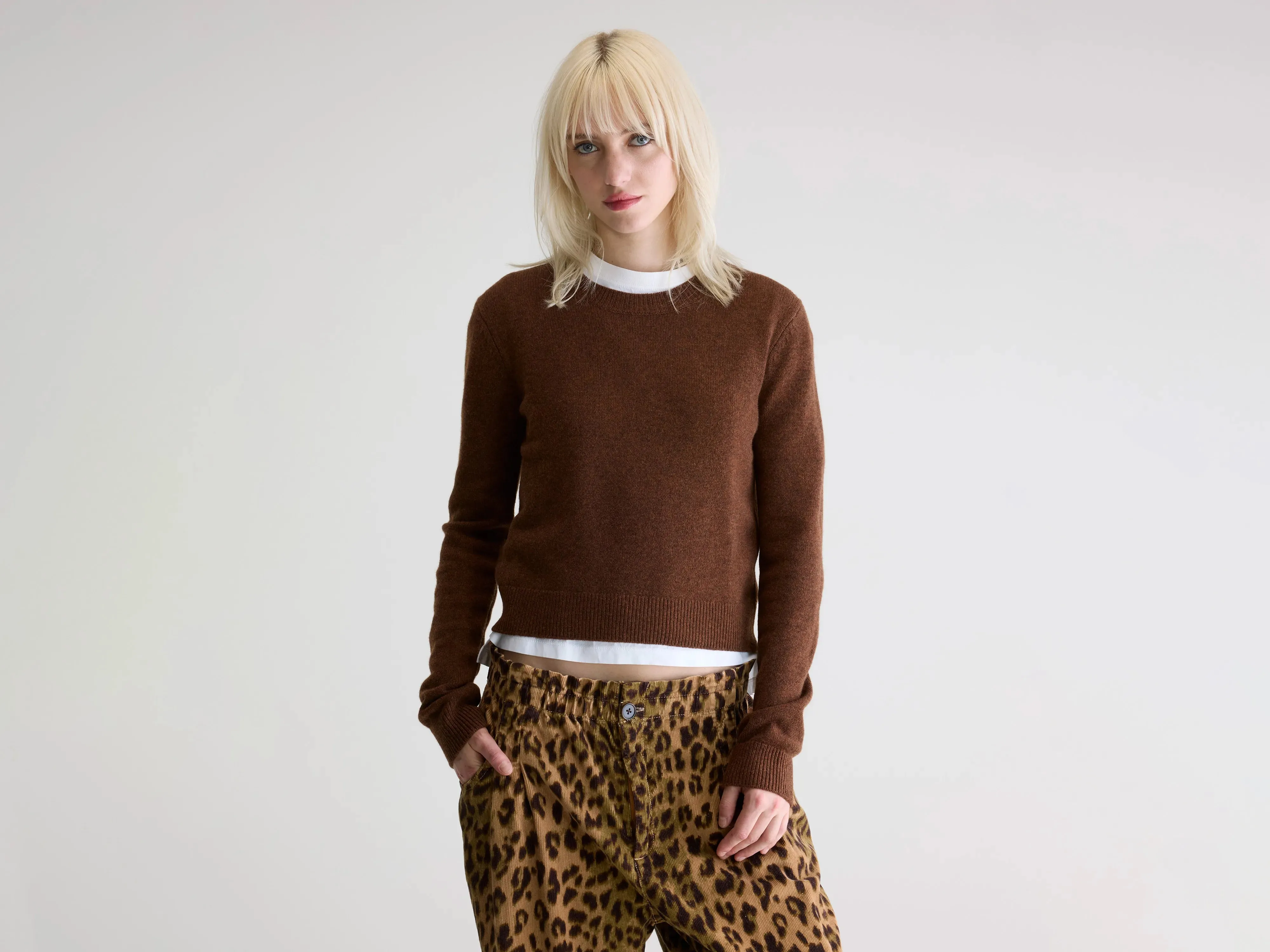 Spag slim cashmere sweater (252 / W / SUEDE) sold by Bellerose