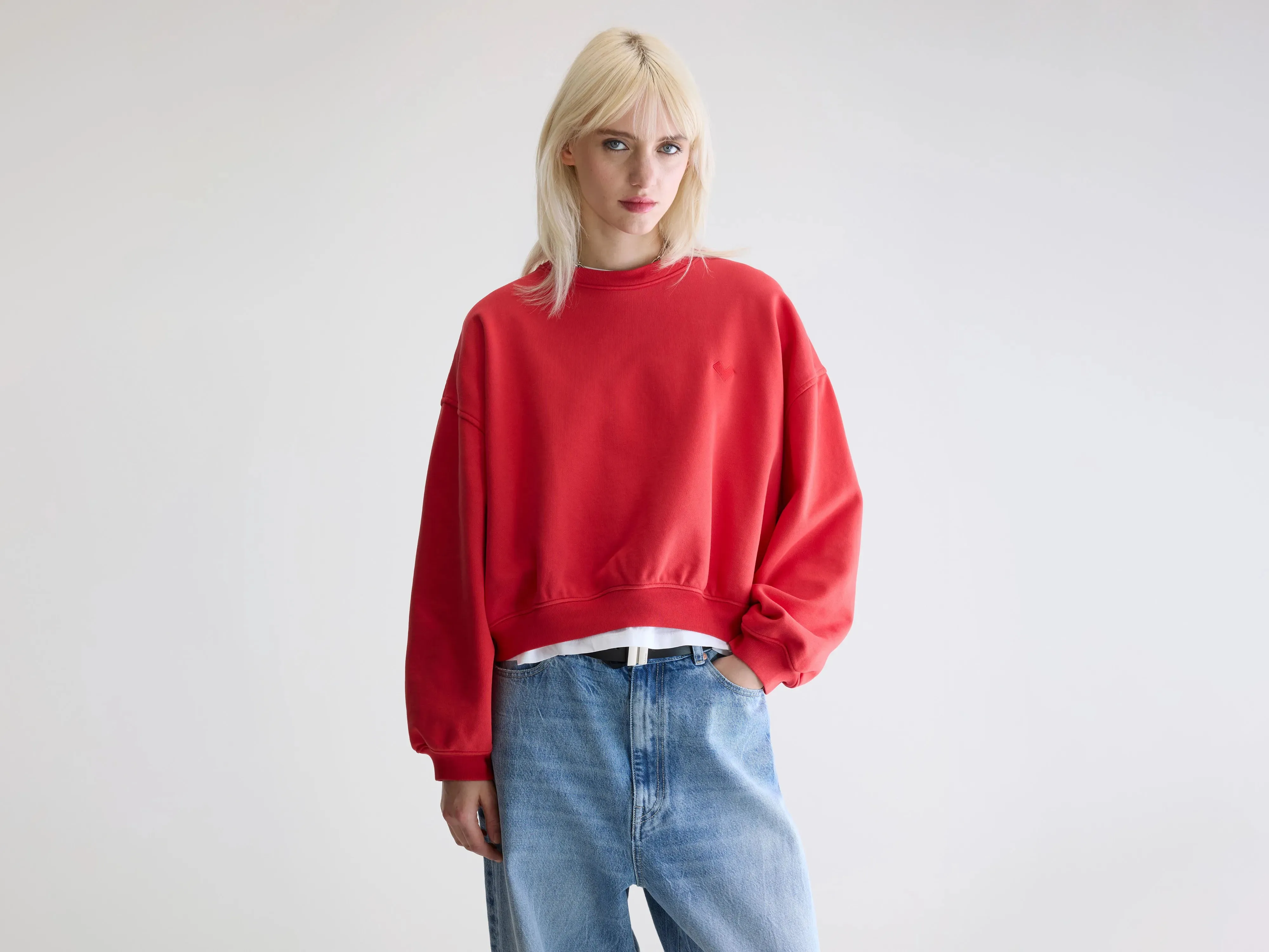Fancy cropped crewneck sweatshirt (252 / W / SANGUINE) sold by Bellerose