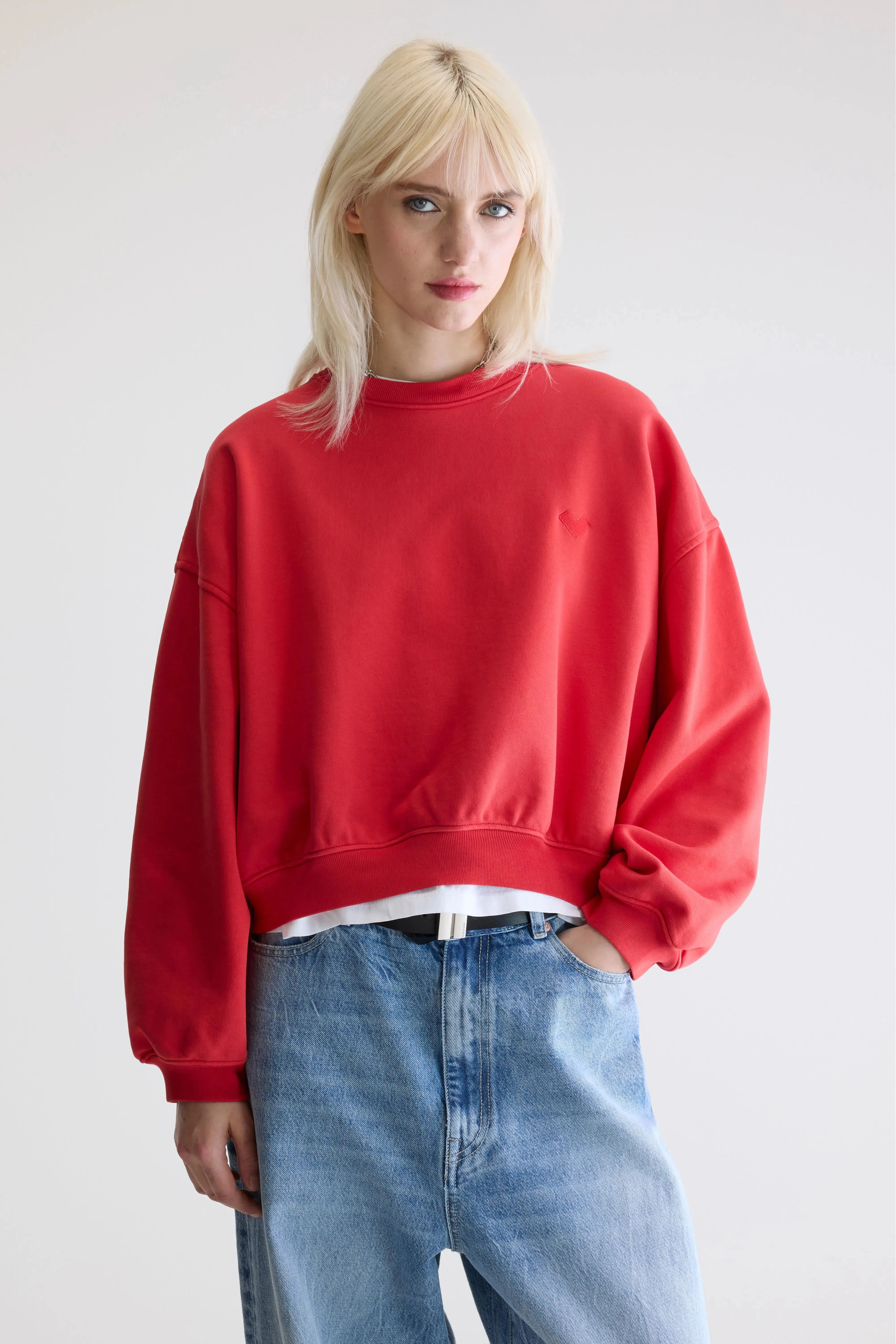 Fancy cropped crewneck sweatshirt (252 / W / SANGUINE) sold by Bellerose product image thumbnail 2