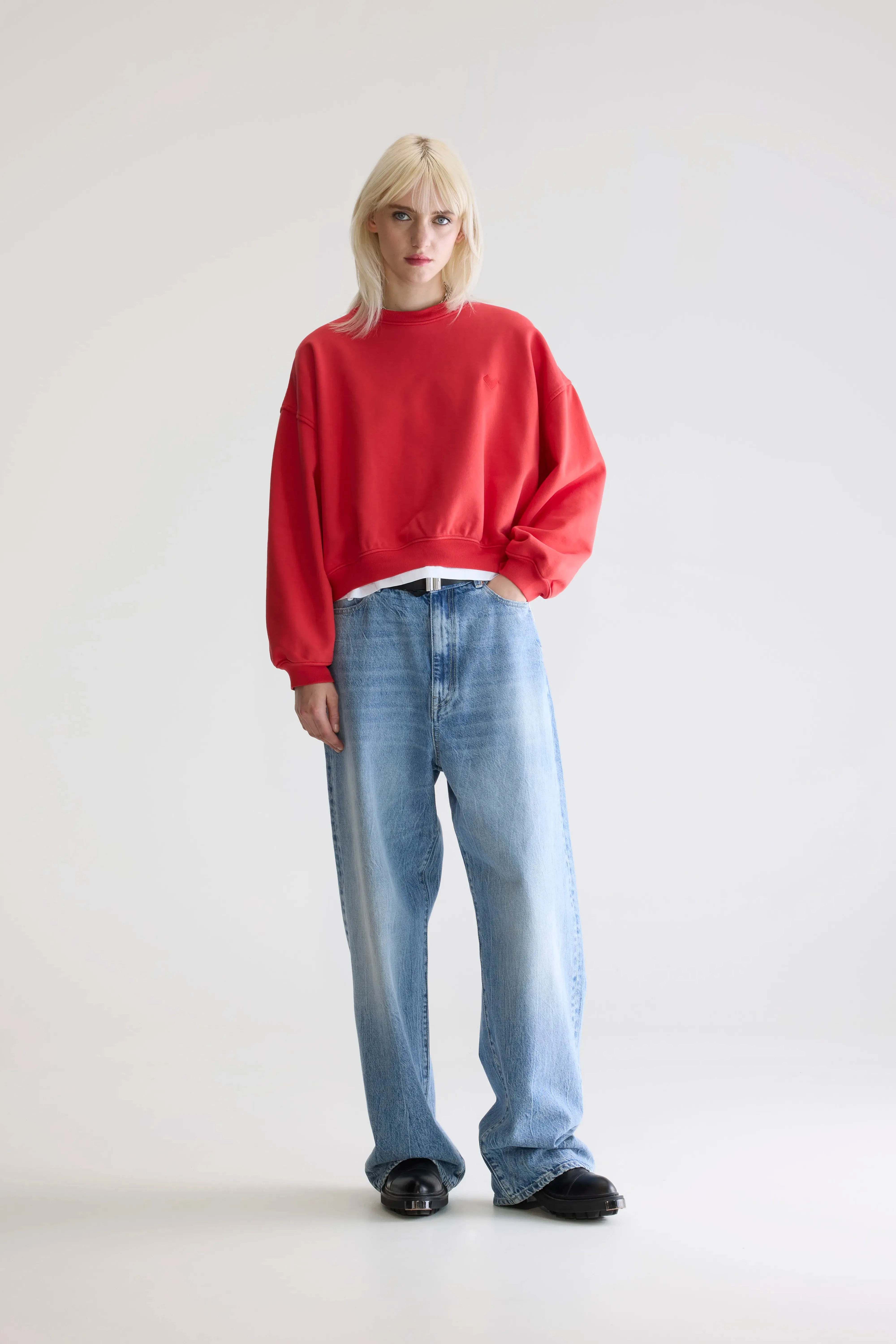 Fancy cropped crewneck sweatshirt (252 / W / SANGUINE) sold by Bellerose product image thumbnail 3