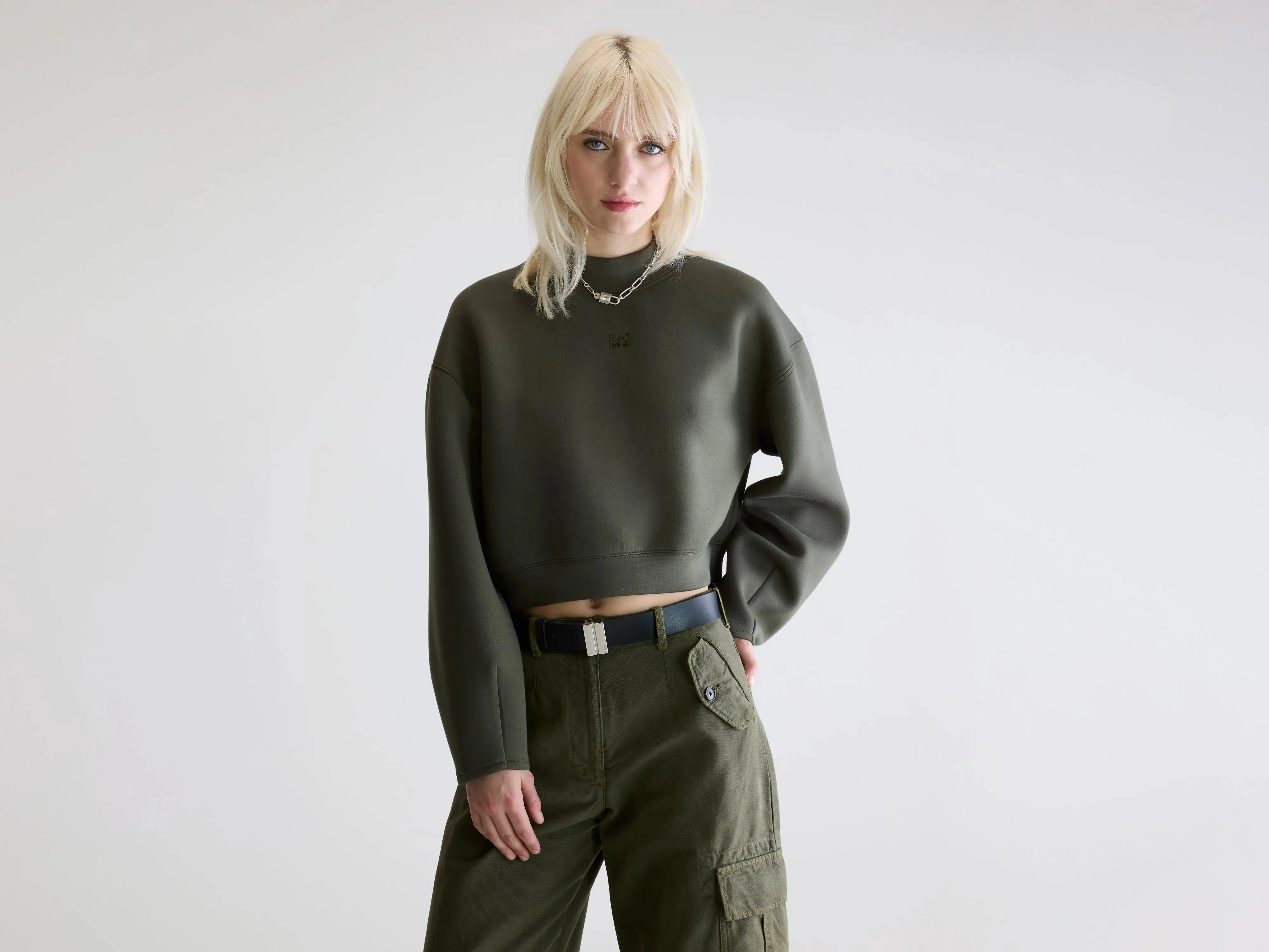 Tashi cropped sweatshirt (252 / W / FOREST) sold by Bellerose