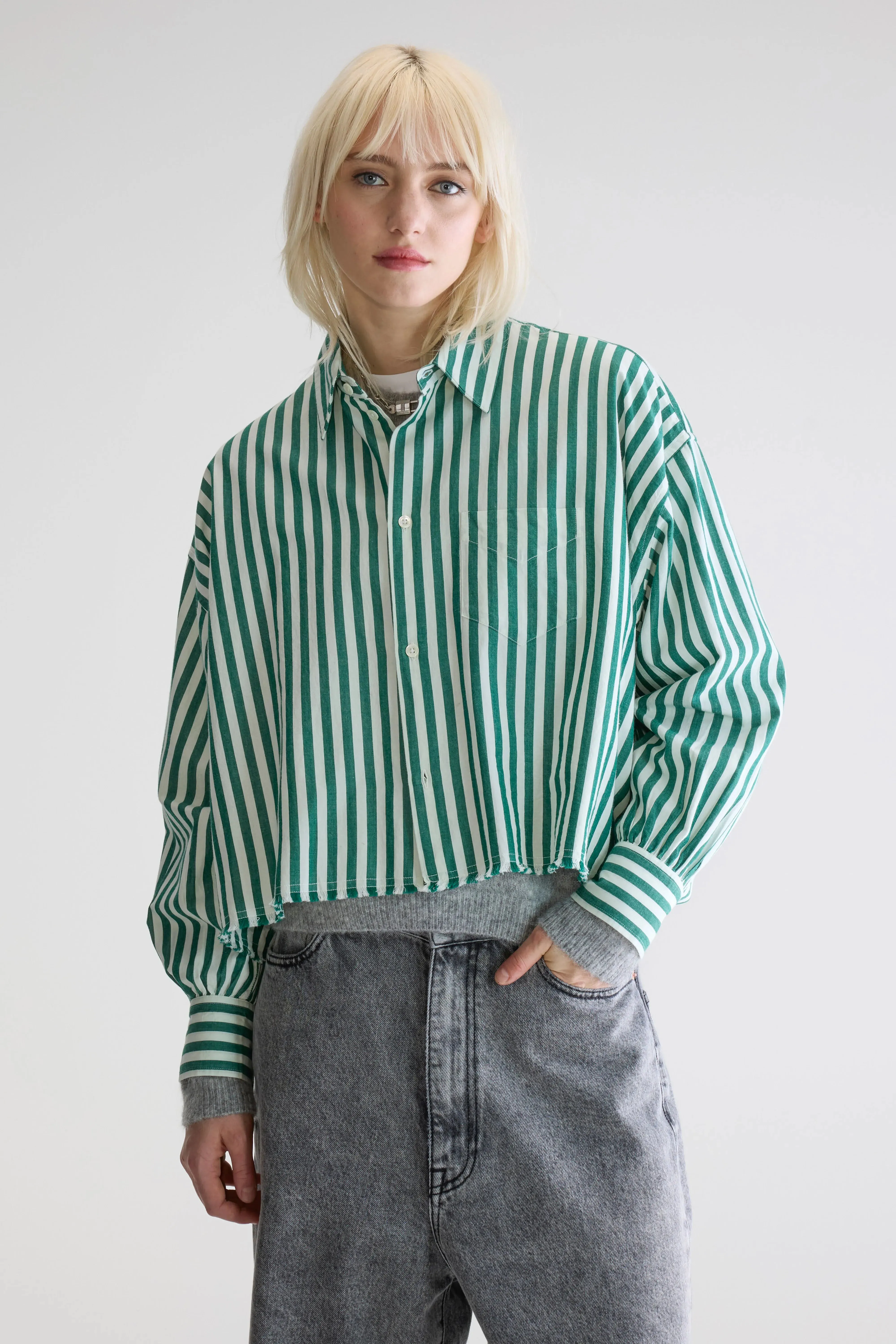 Kraft cropped poplin shirt (252 / W / STRIPE B) sold by Bellerose product image thumbnail 2