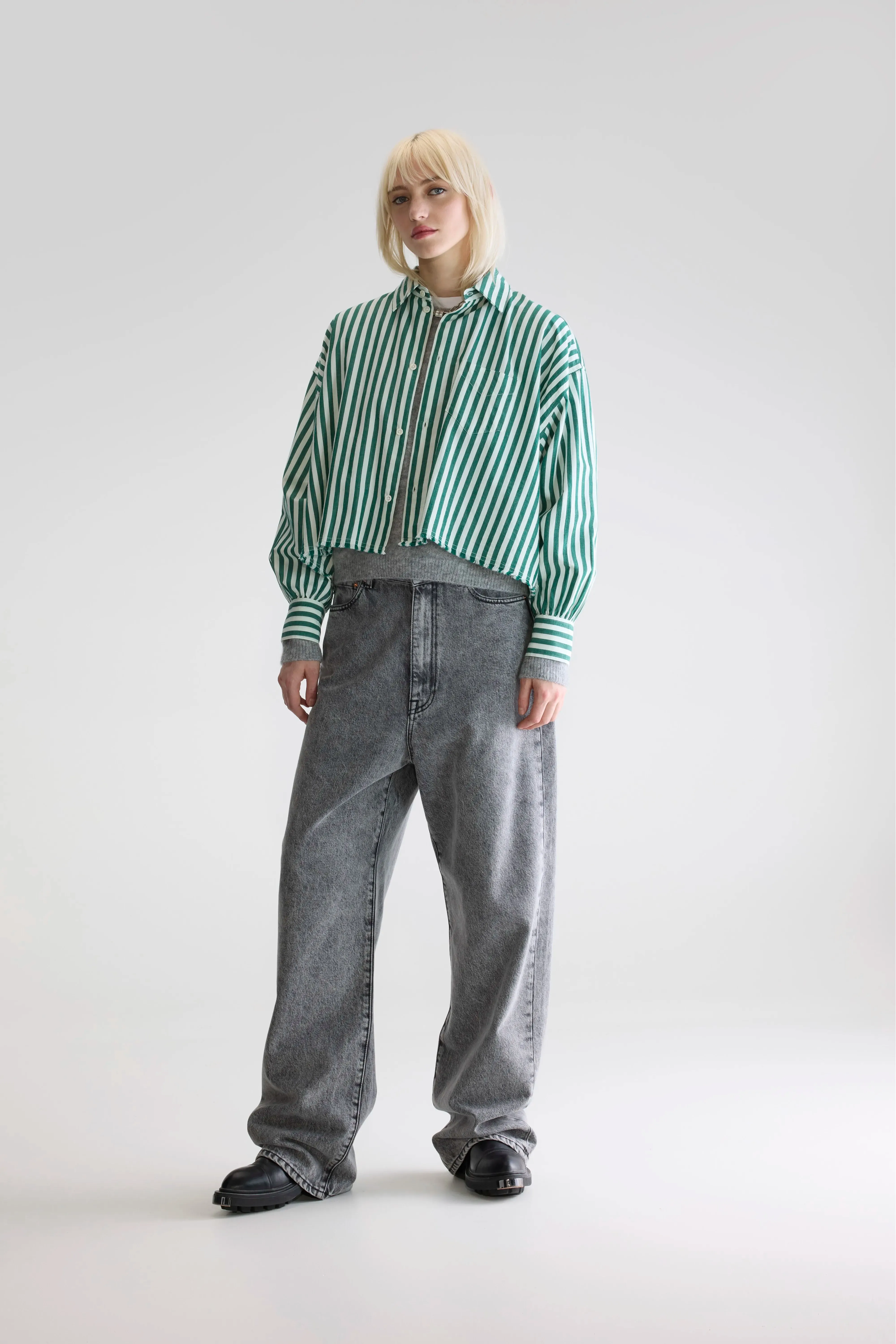 Kraft cropped poplin shirt (252 / W / STRIPE B) sold by Bellerose product image thumbnail 3