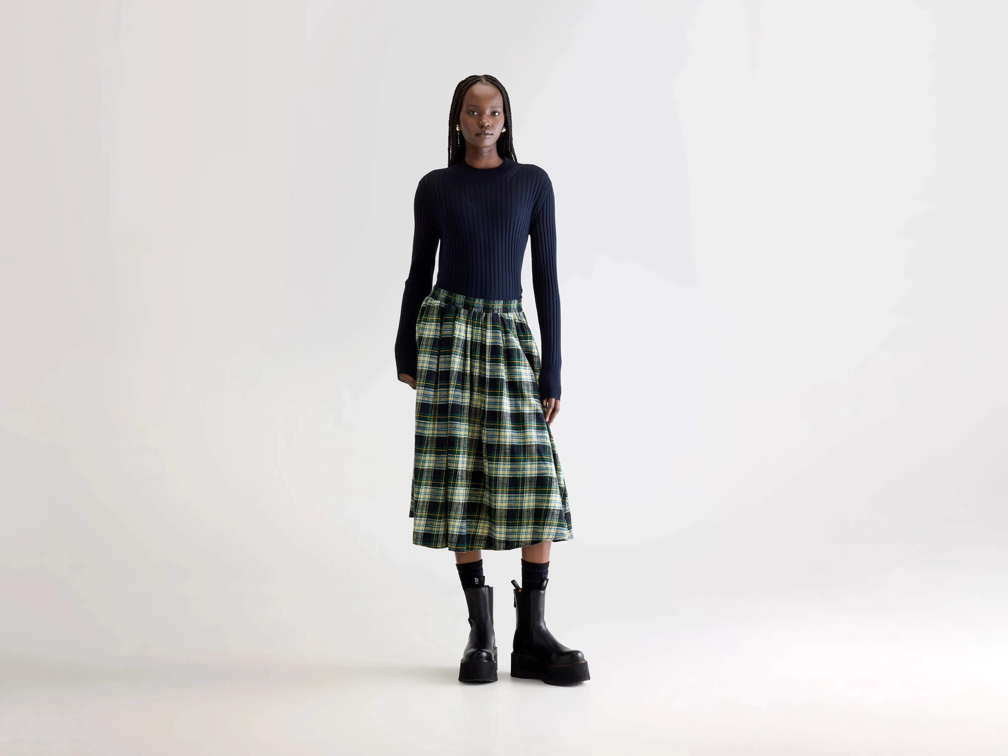 Woogie midi a-line skirt (252 / W / CHECK A) sold by Bellerose