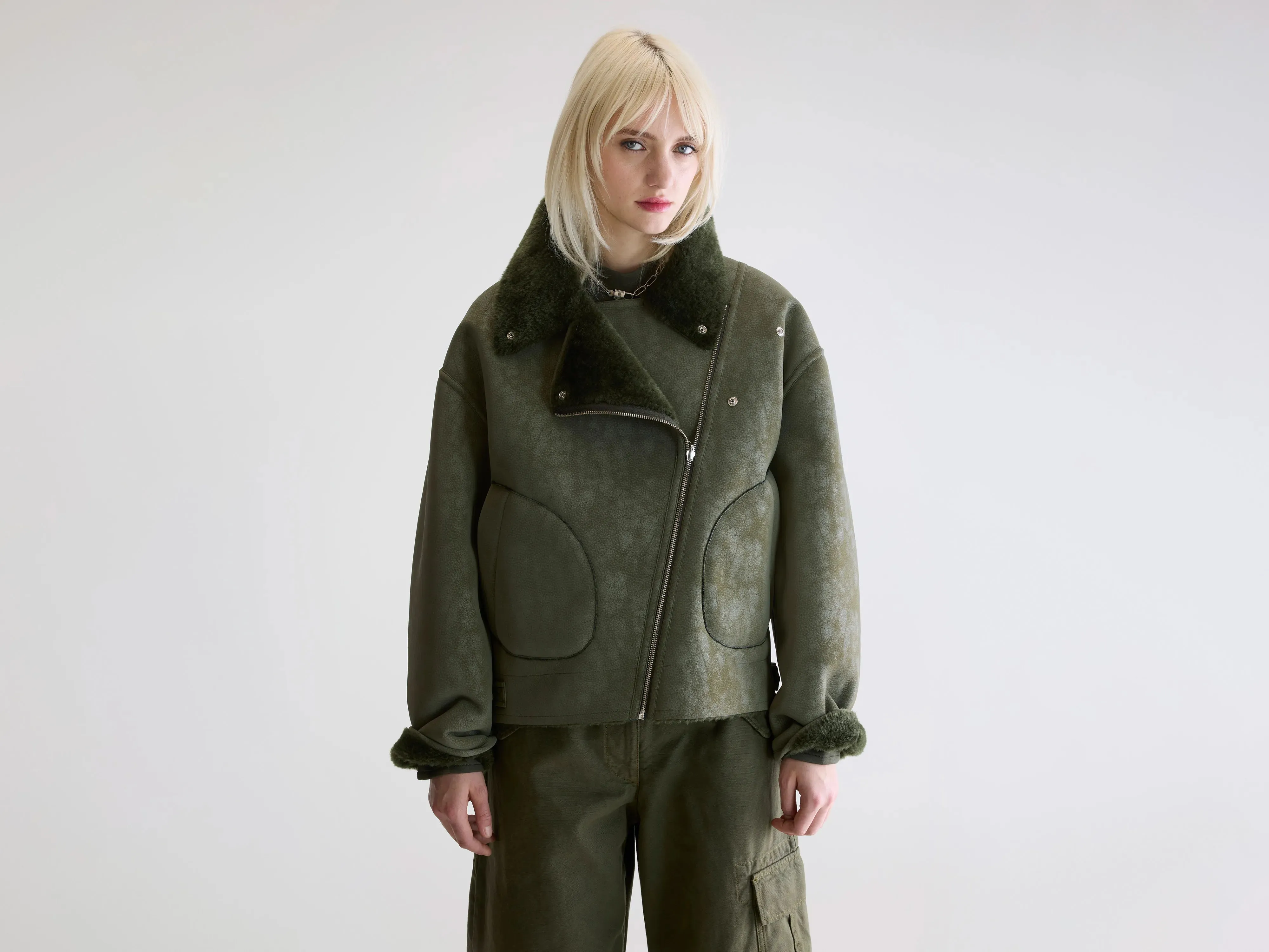 Hedwee biker jacket (252 / W / FOREST) sold by Bellerose