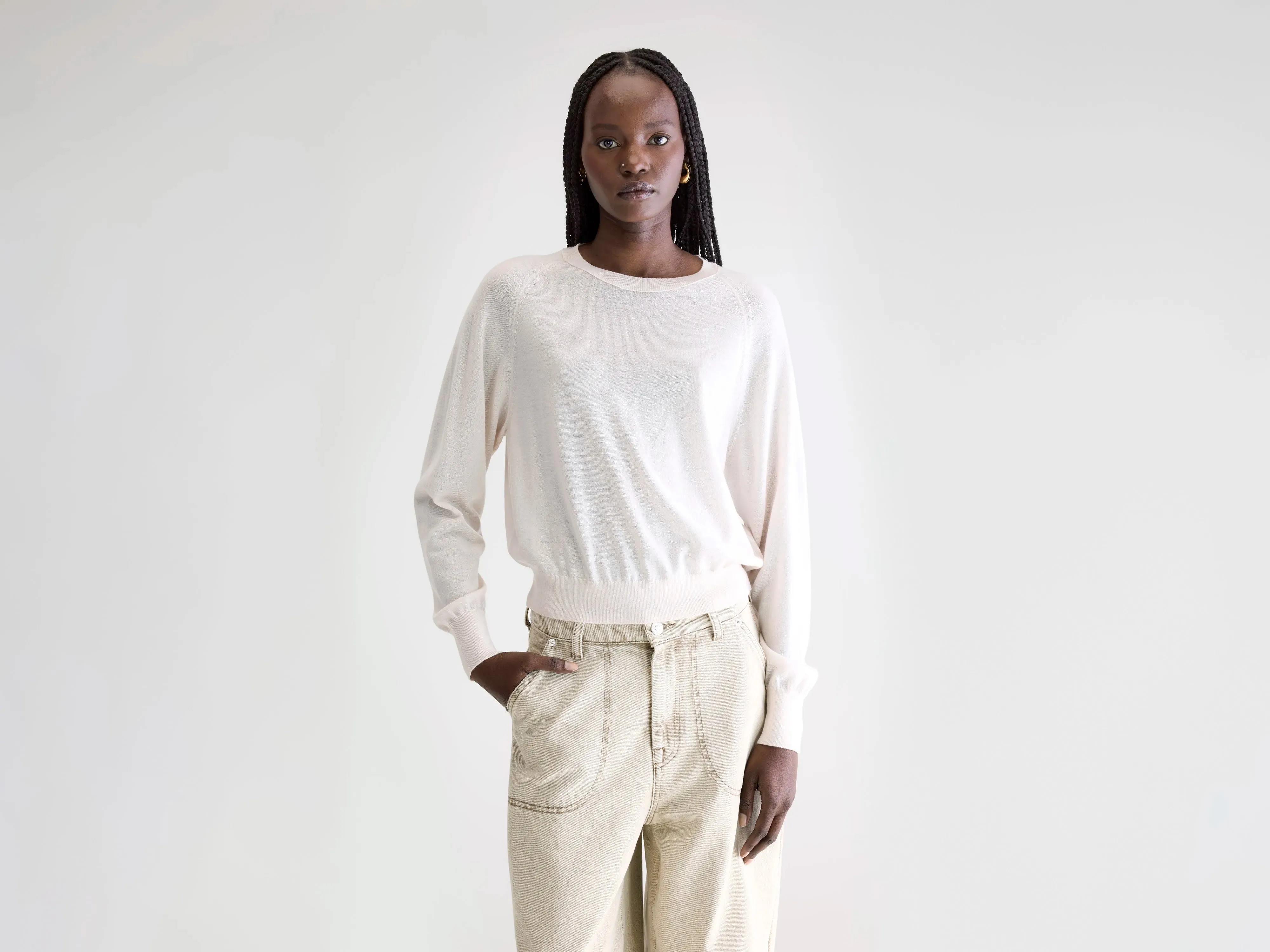 Delen classic crewneck sweater (252 / W / IVORY) sold by Bellerose