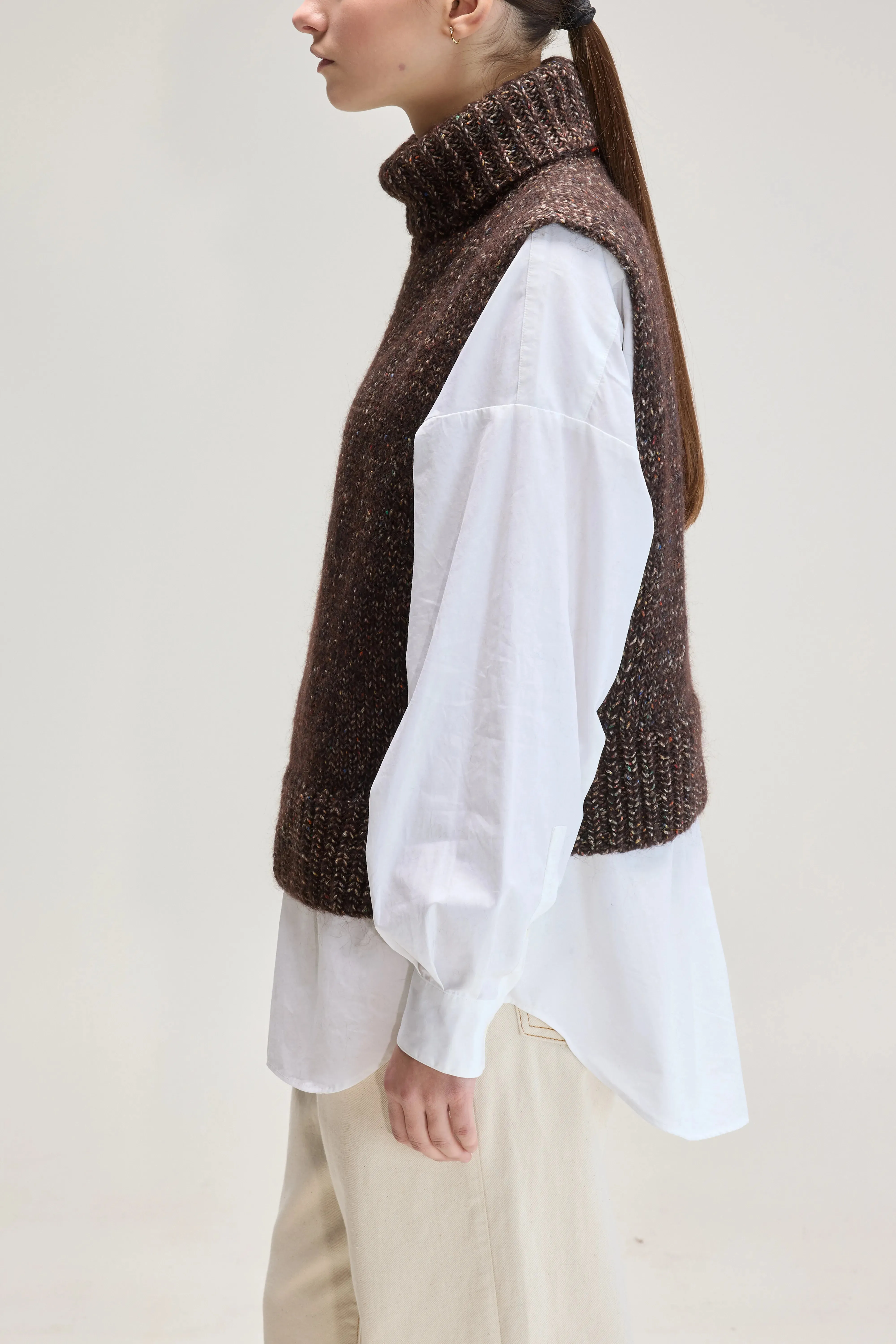 Upcycled Sleeveless Sweater (UPC / W / COFFEE) sold by Bellerose product image thumbnail 5