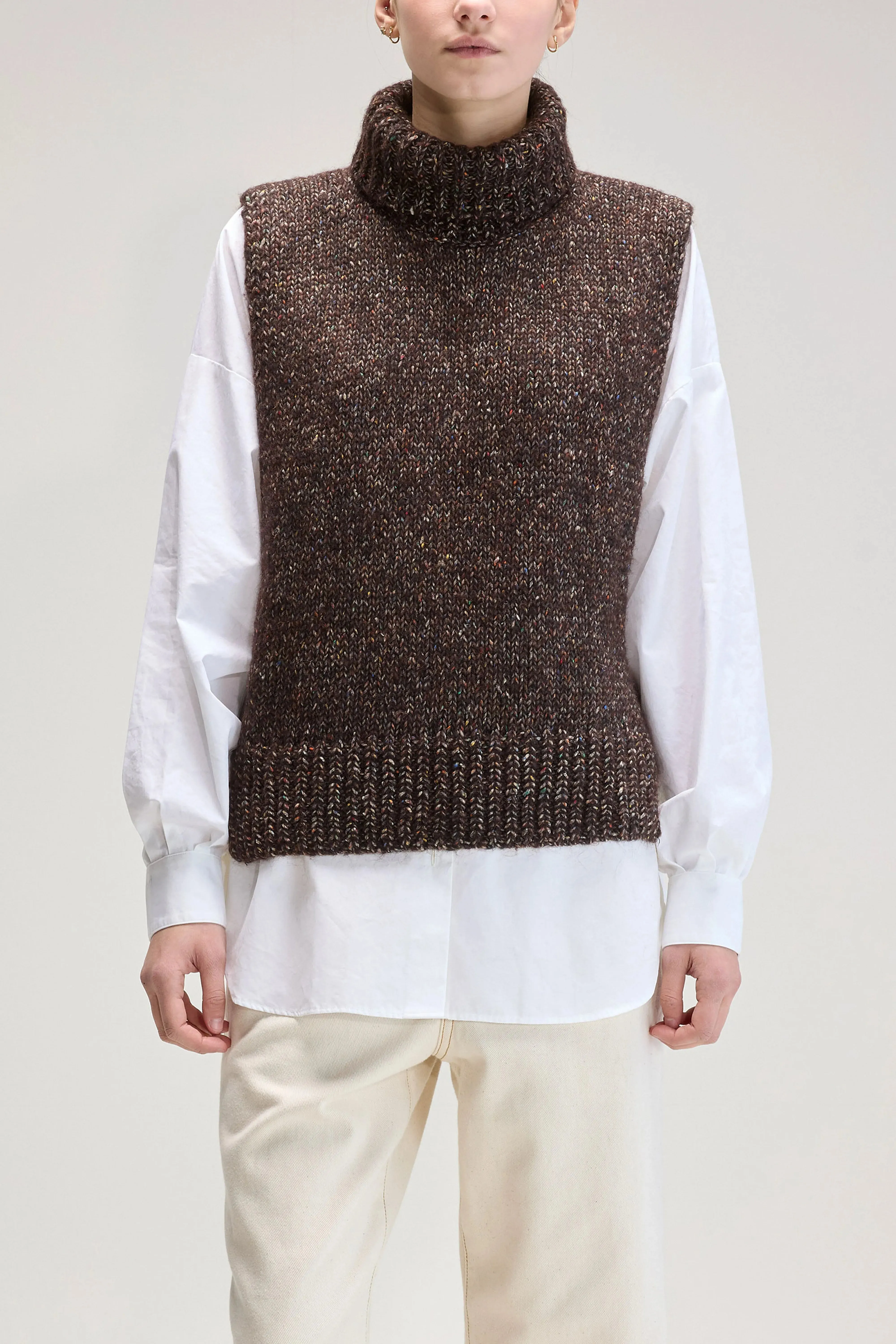 Upcycled Sleeveless Sweater (UPC / W / COFFEE) sold by Bellerose product image thumbnail 2