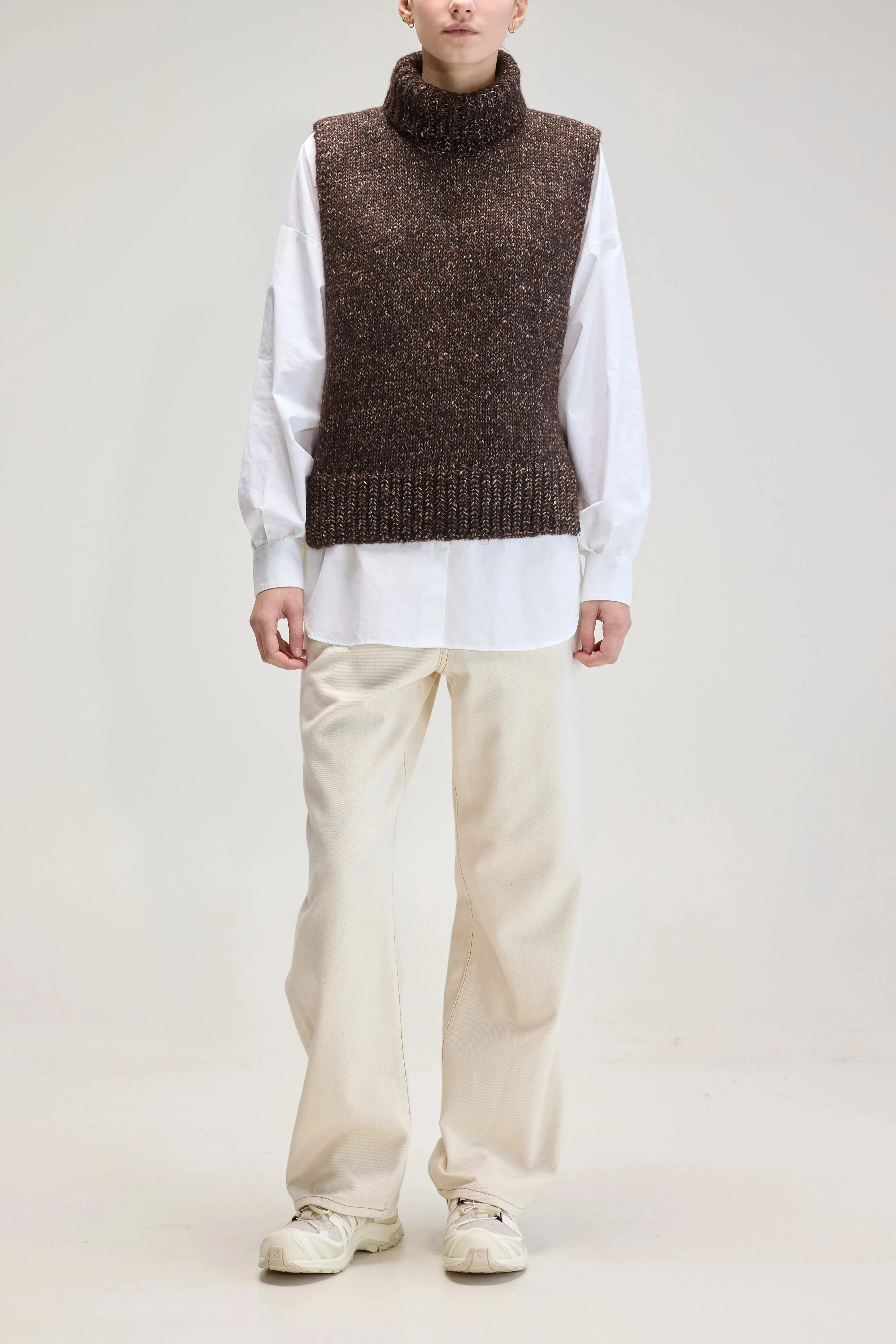 Upcycled Sleeveless Sweater (UPC / W / COFFEE) sold by Bellerose product image thumbnail 3