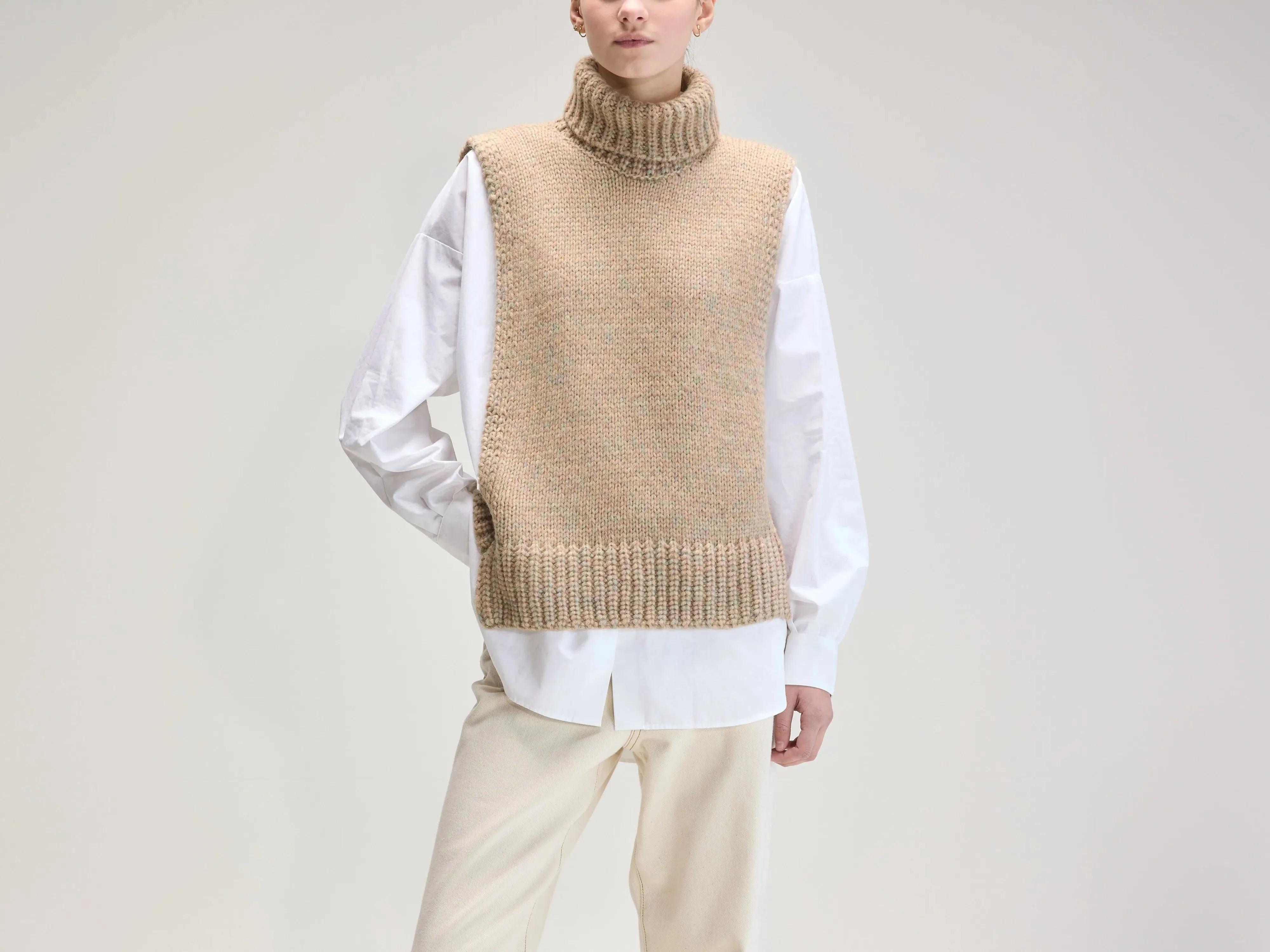 Upcycled Sleeveless Sweater (UPC / W / ARGILE) sold by Bellerose