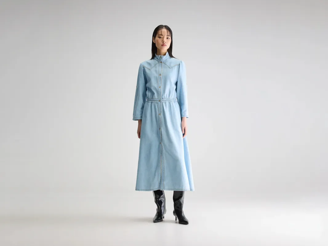 Pakita denim midi dress (251 / W / LT BLUE BLEACH) sold by Bellerose