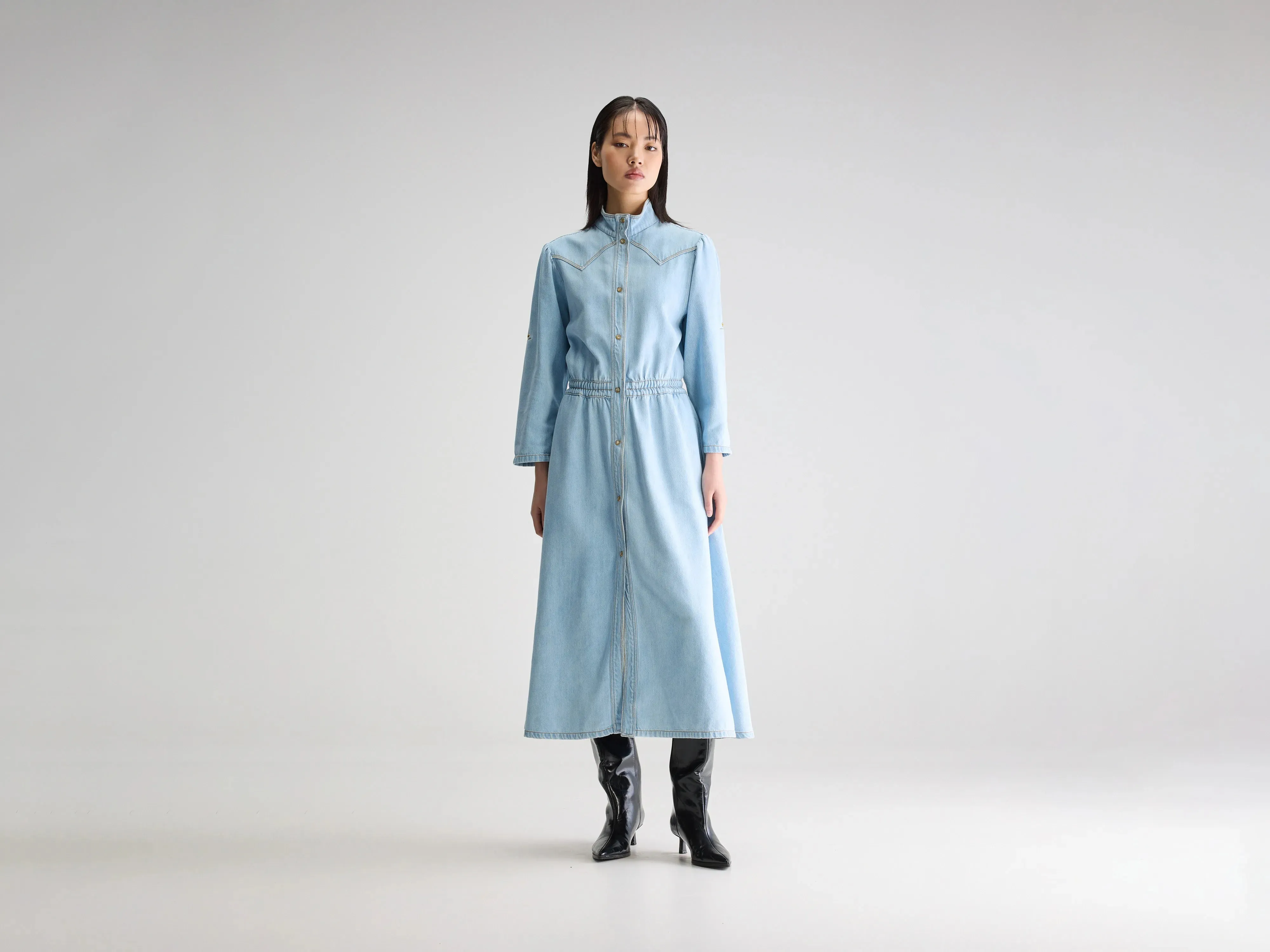 Pakita denim midi dress (251 / W / LT BLUE BLEACH) sold by Bellerose