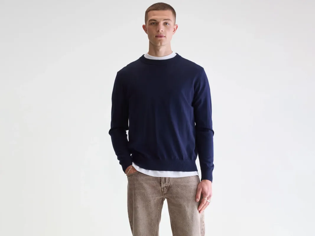 Dilliv crewneck sweater (251 / M / NAVY) sold by Bellerose