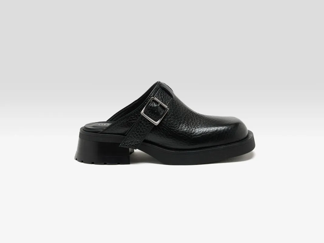 Aroa Black Buckled Mules  (251 / W / BLACK) made by Miista